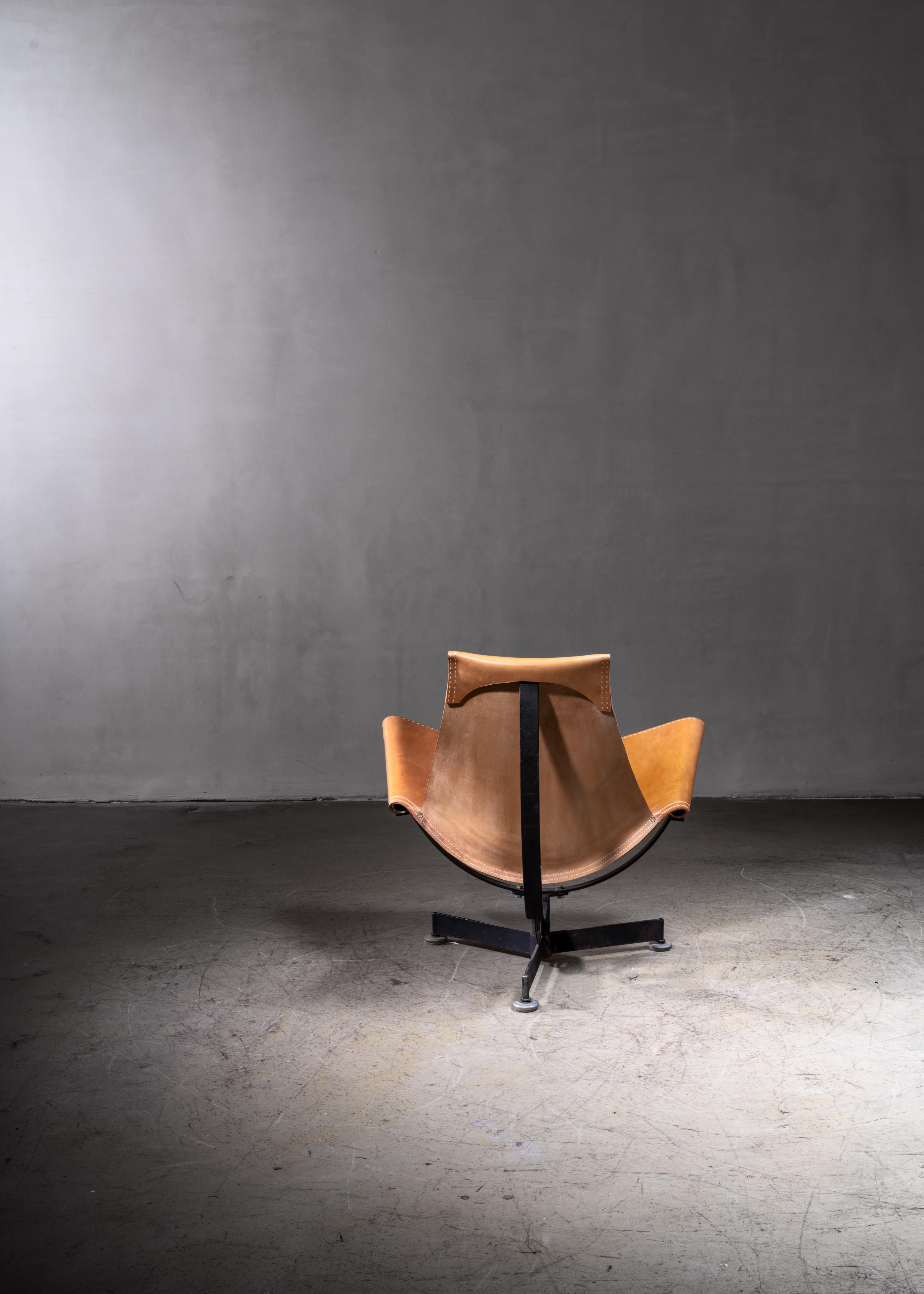 Max Gottschalk Leather Sling Lounge Chair, USA, 1960s For Sale 1