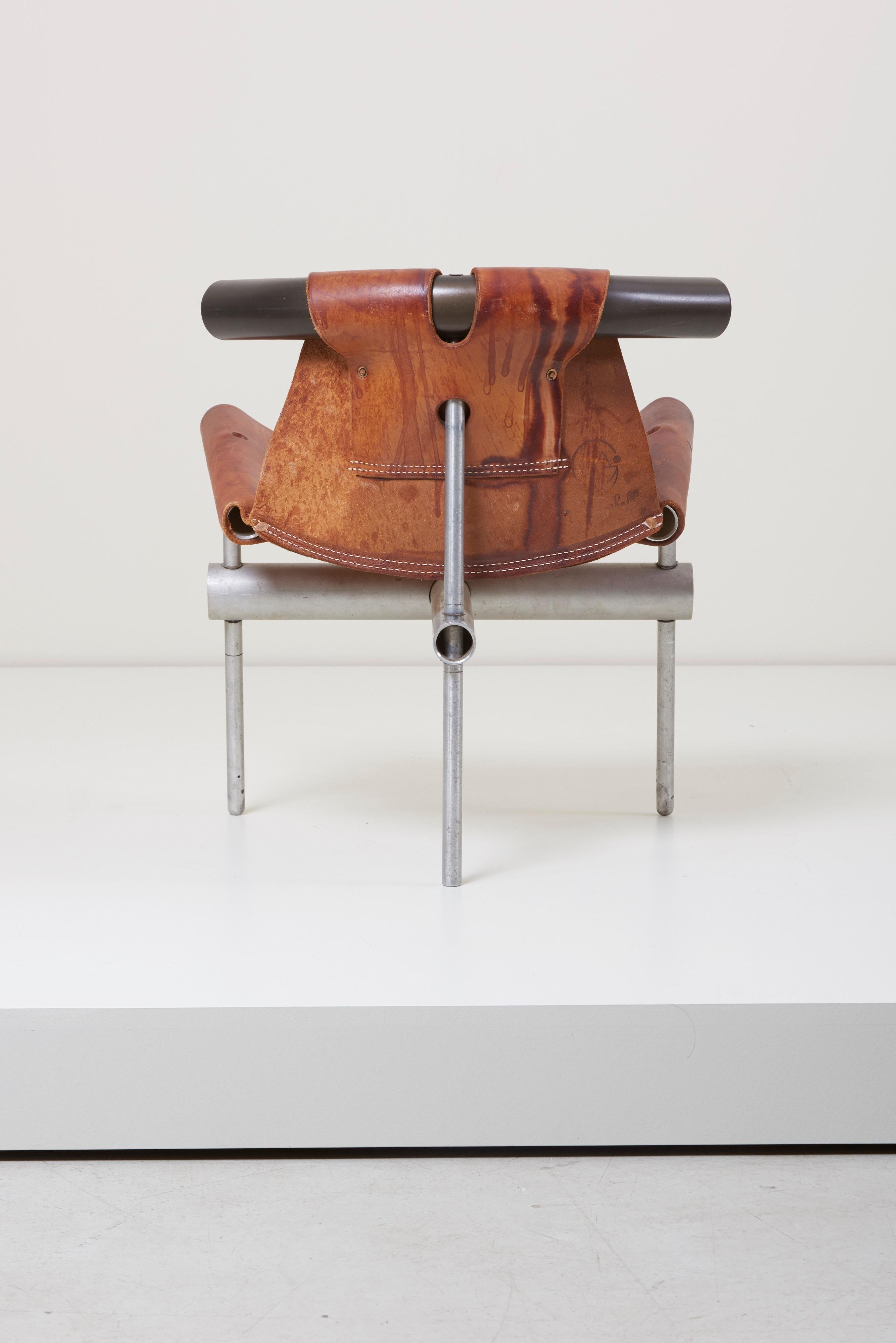 Mid-Century Modern Max Gottschalk Prototype Leather Sling Chair, US, 1960s