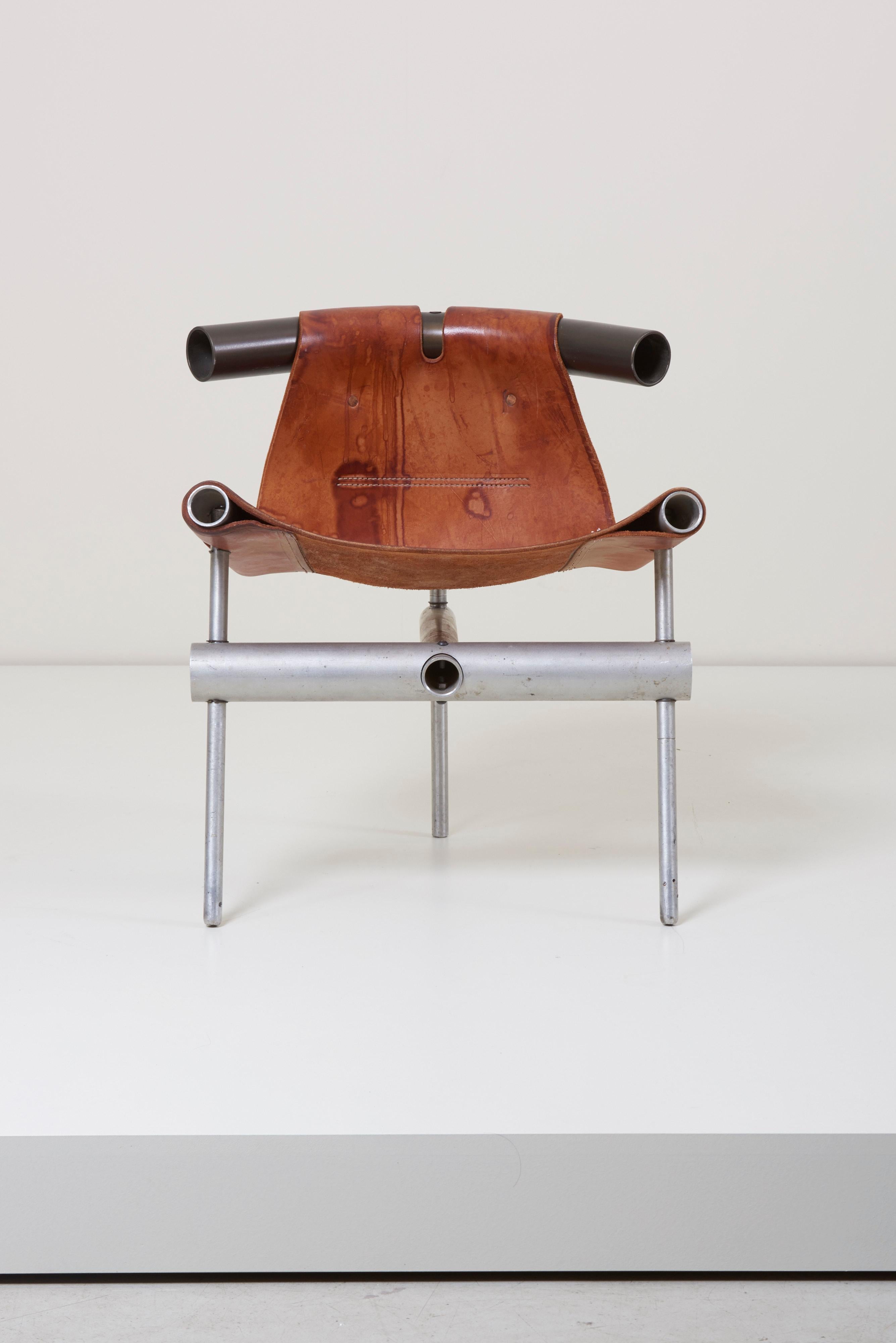 American Max Gottschalk Prototype Leather Sling Chair, US, 1960s
