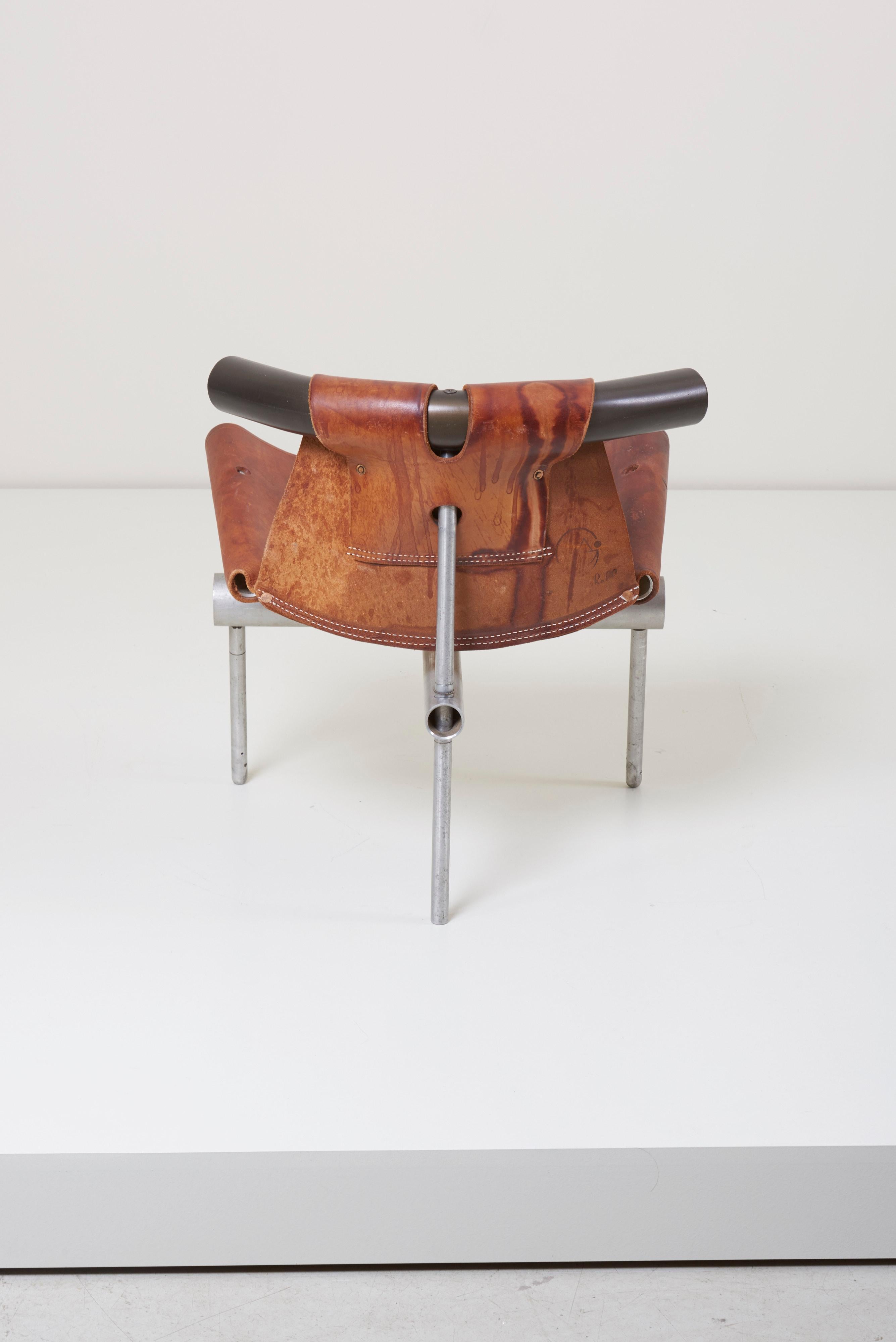 Max Gottschalk Prototype Leather Sling Chair, US, 1960s In Excellent Condition In Berlin, DE