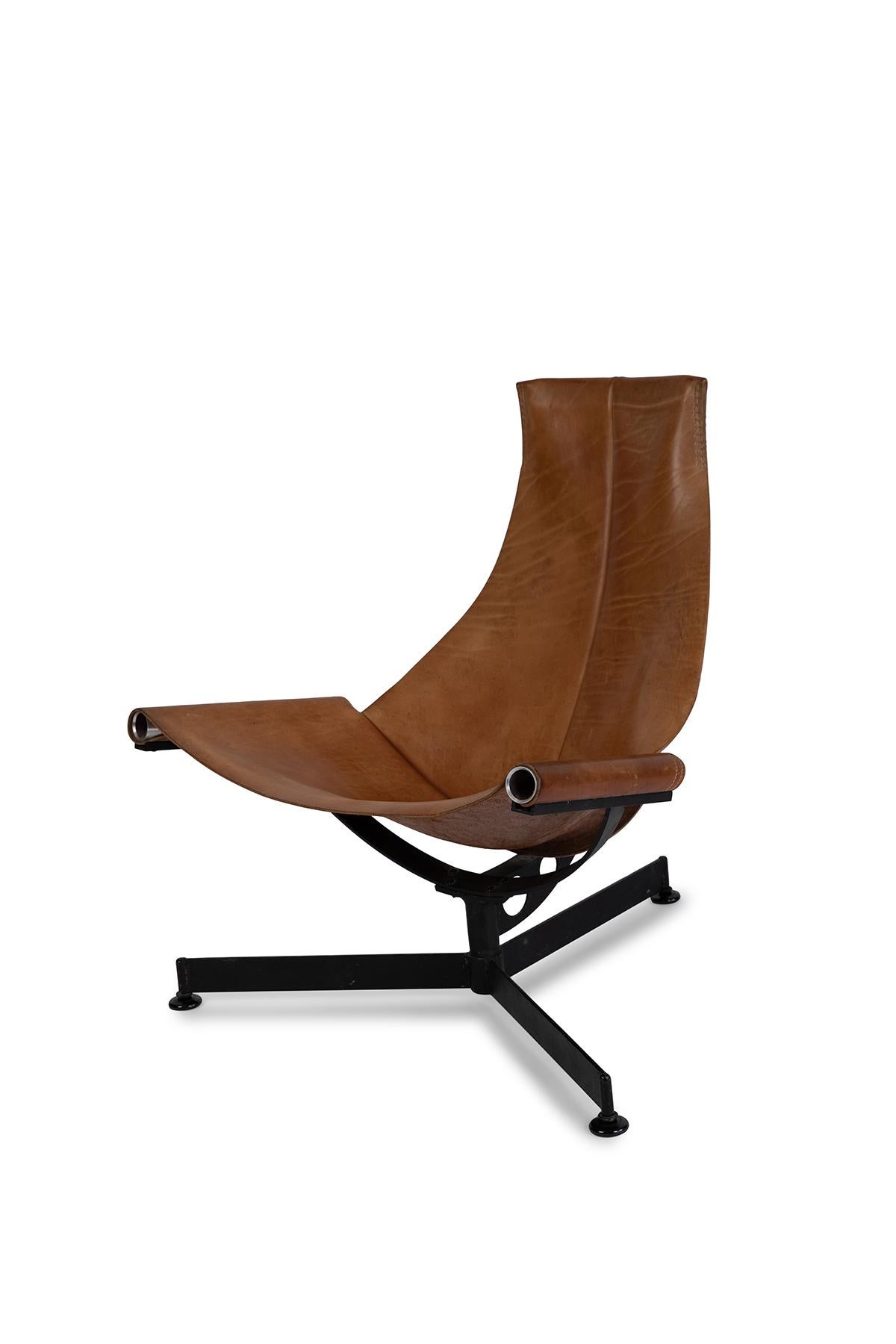 Mid-Century Modern Max Gottschalk Saddle Leather & Iron Sling Chairs