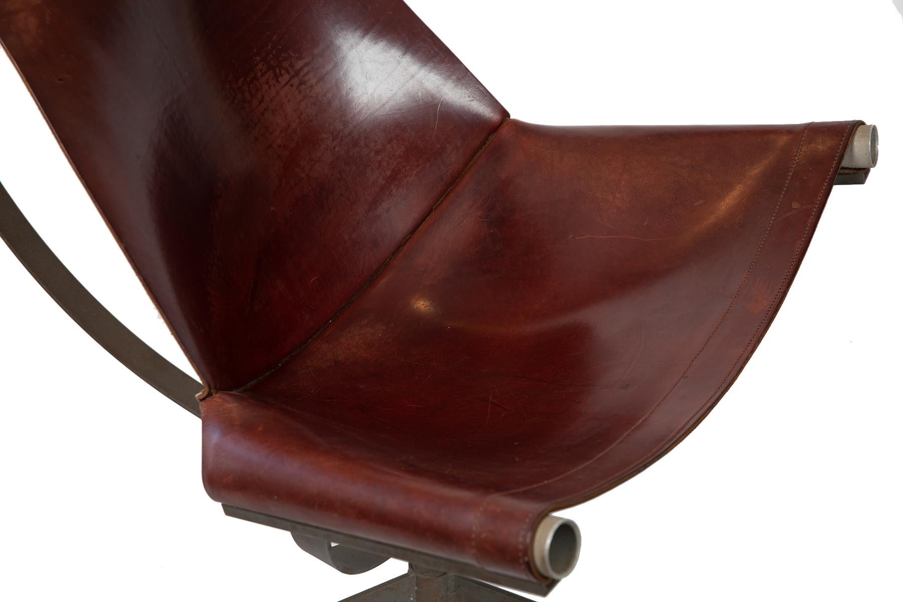 Max Gottschalk Saddle Leather & Iron Sling Chairs 1