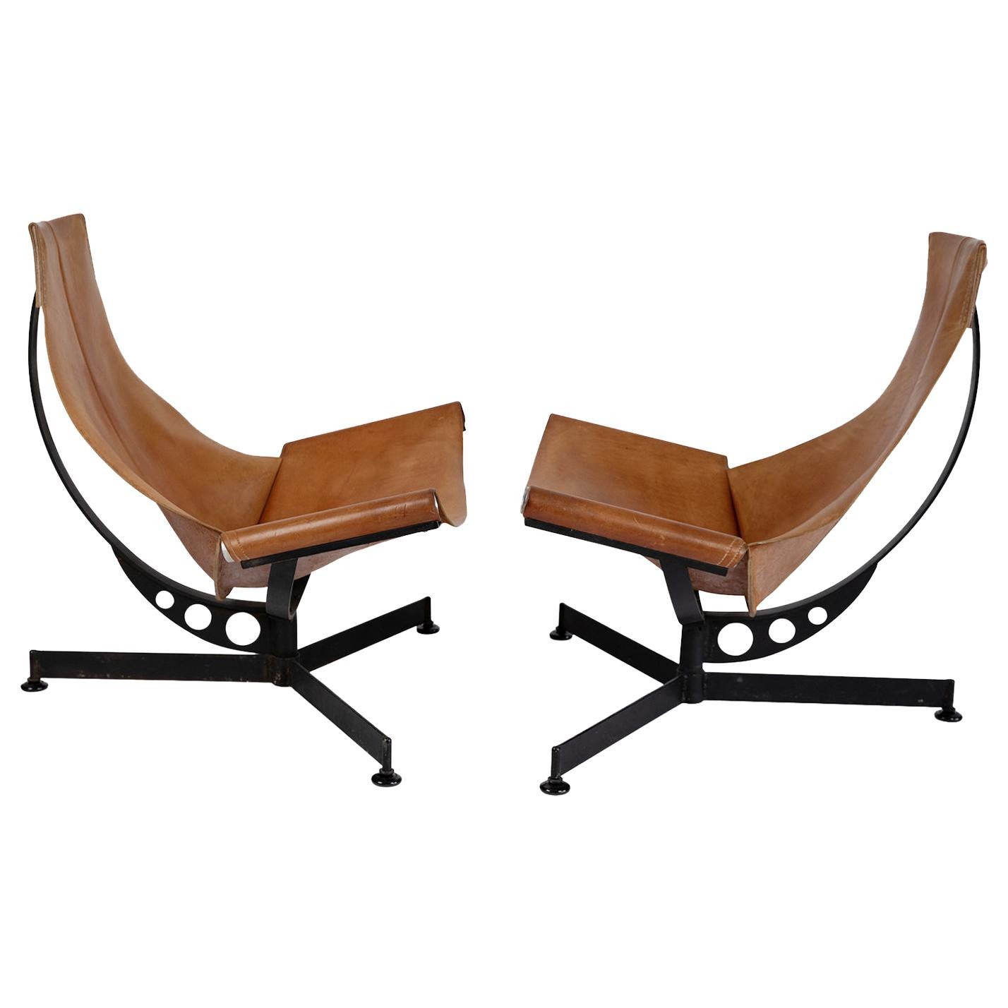 Max Gottschalk Saddle Leather & Iron Sling Chairs