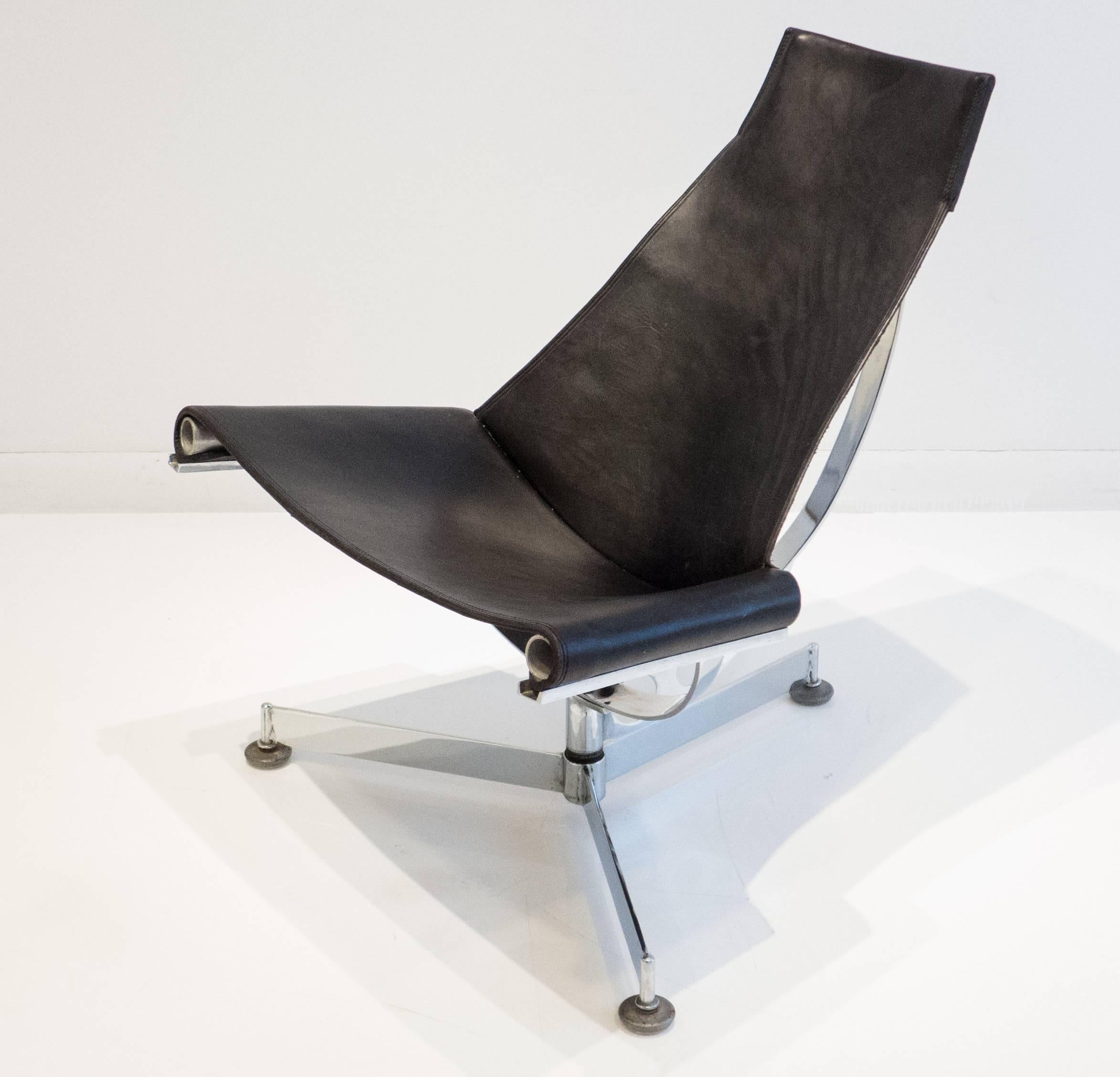 American Max Gottschalk Sling Chair in Chrome and Leather