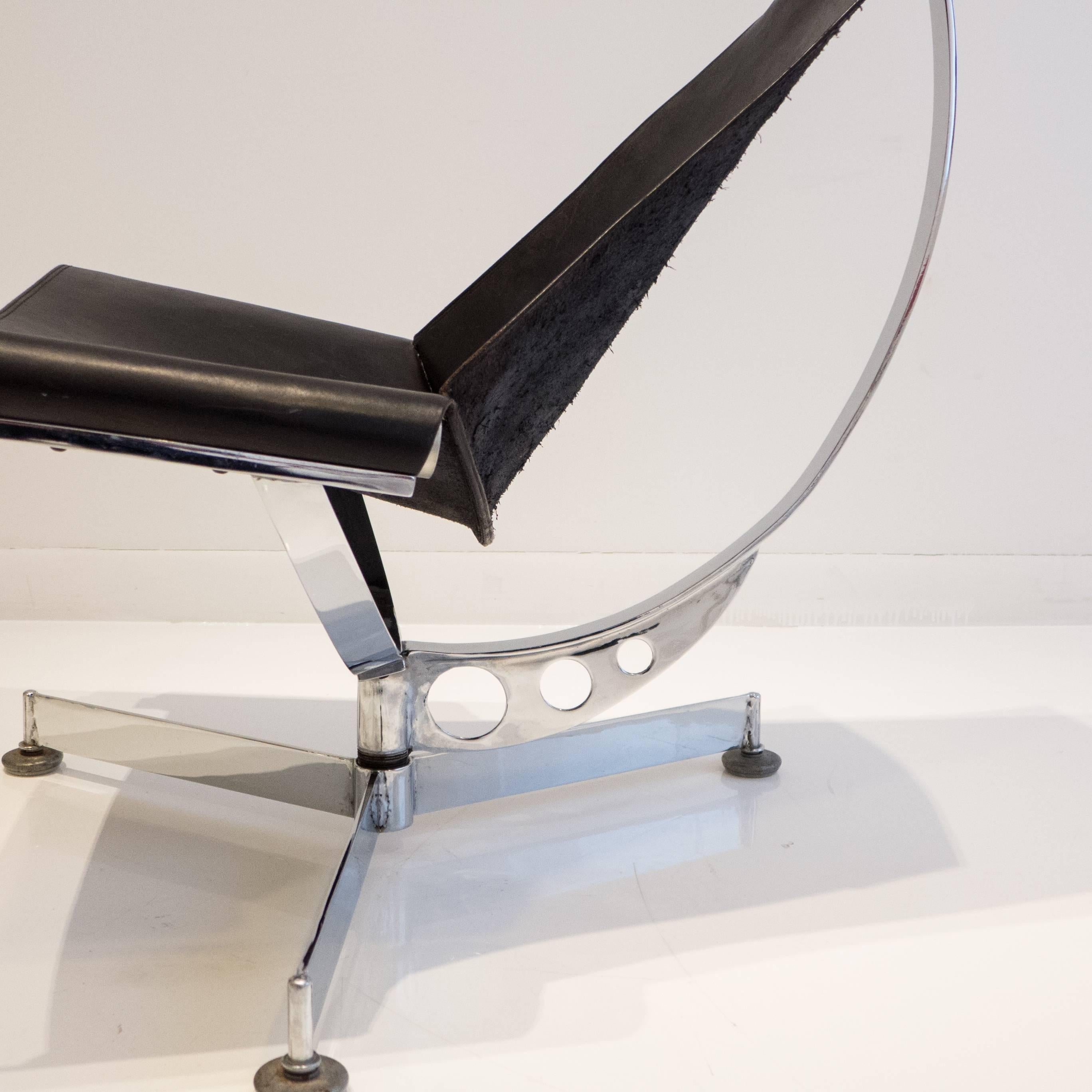 Late 20th Century Max Gottschalk Sling Chair in Chrome and Leather
