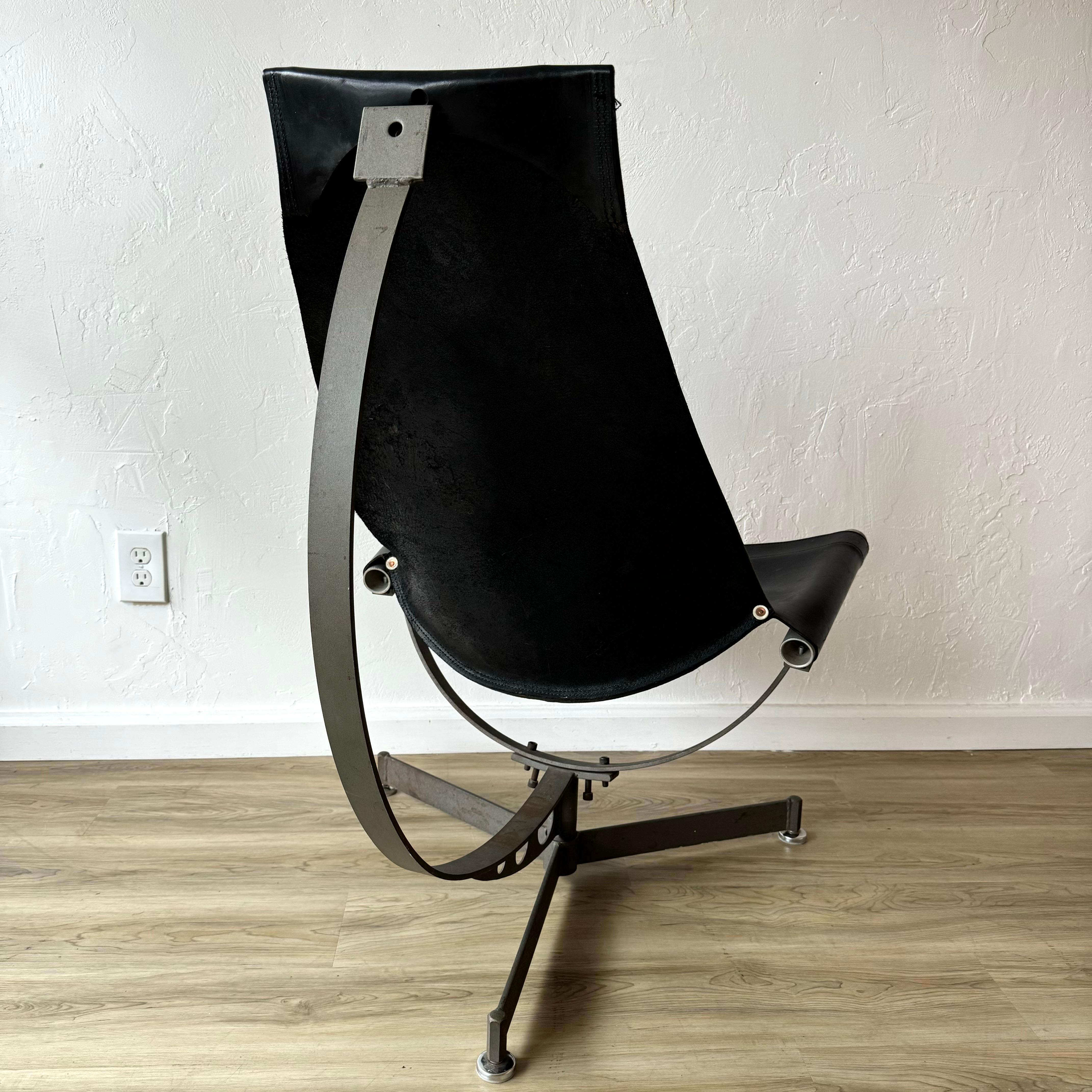 Max Gottschalk Studio Leather Sling Chair In Good Condition In Springfield, OR