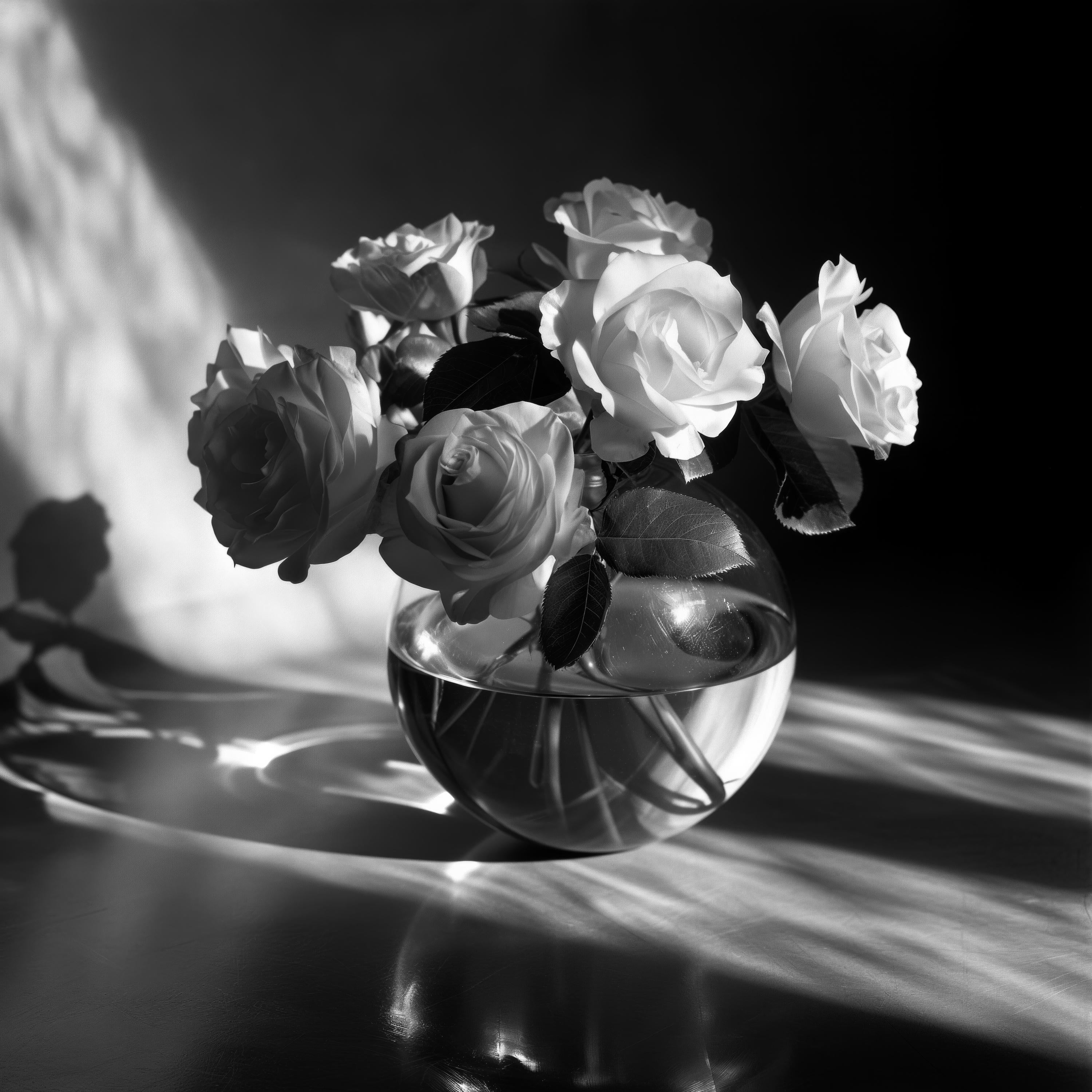 Max Grant Still-Life Photograph - Floral Noir: Rose Composition 14