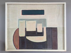 1959 Vintage Mid-Century Modern Original Abstract Oil Painting - Shape & Form