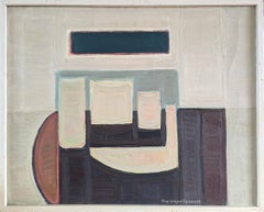 1959 Vintage Mid-Century Modern Original Abstract Oil Painting - Shape 
Form