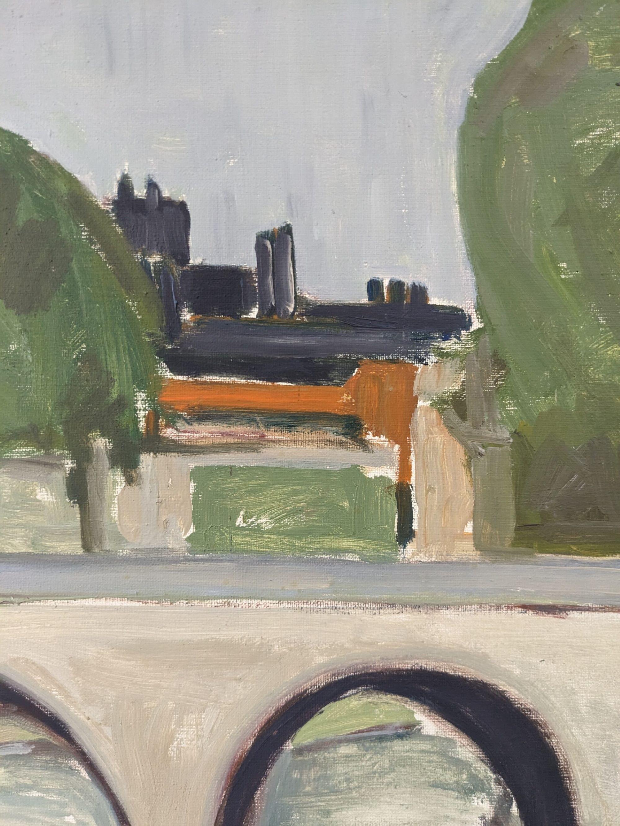 Peinture à l'huile suédoise encadrée moderne du milieu du siècle dernier - Rue parisienne 5