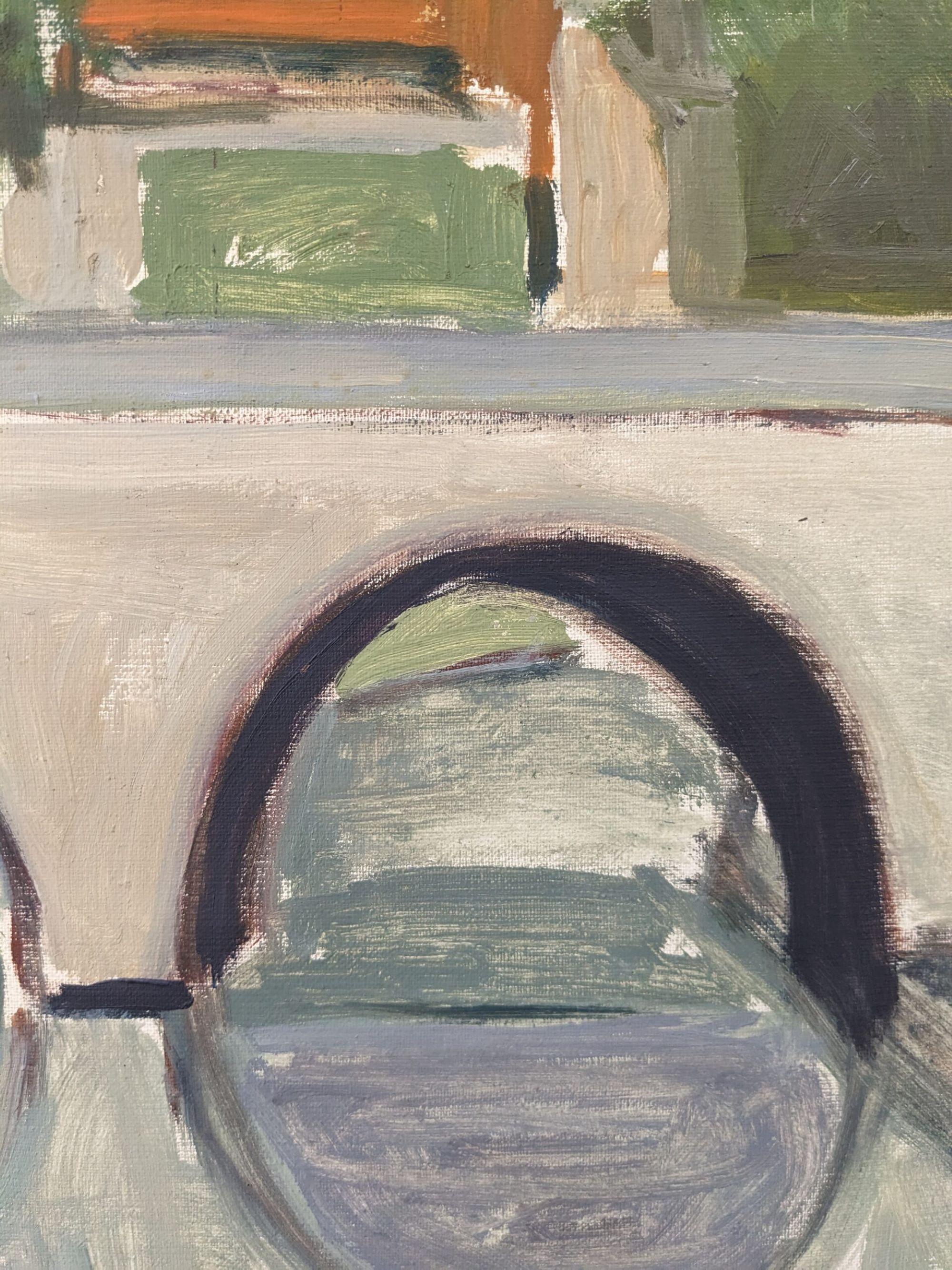 Peinture à l'huile suédoise encadrée moderne du milieu du siècle dernier - Rue parisienne 6