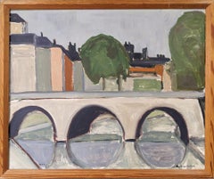 Mid-Century Modern Swedish Framed Oil Painting - Parisian Street