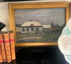 Dipinto a olio firmato da Max Gretschel raffigurante un paesaggio ucraino, 1918 circa
