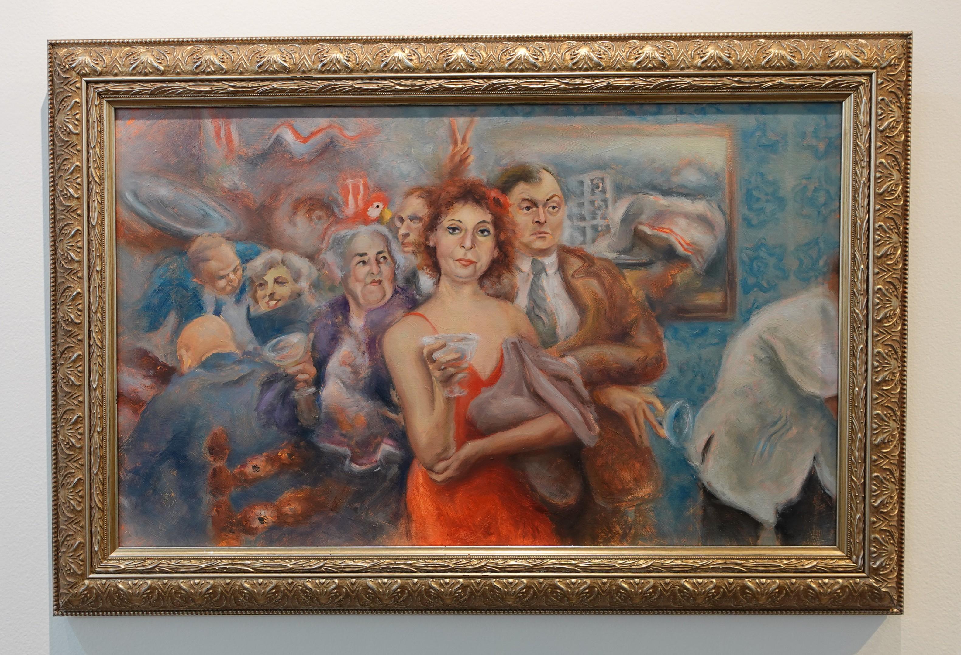 Cocktails (d'après Rosemary Mahoney) Scène d'intérieur Personnes Restaurant Texas Artiste en vente 1