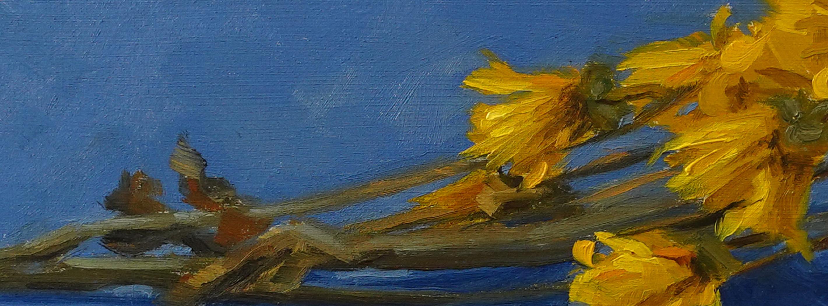 Fresco di stand floreale Still-life  Girasoli d'artista texano contemporaneo floreale - Still-Life Painting Viola di  Max Guarnaccia