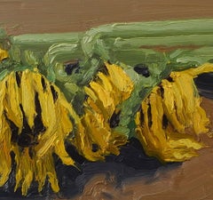 Sunflowers  Floral Contemporary Texan Artist Still-life Framed 9" x 5.5"
