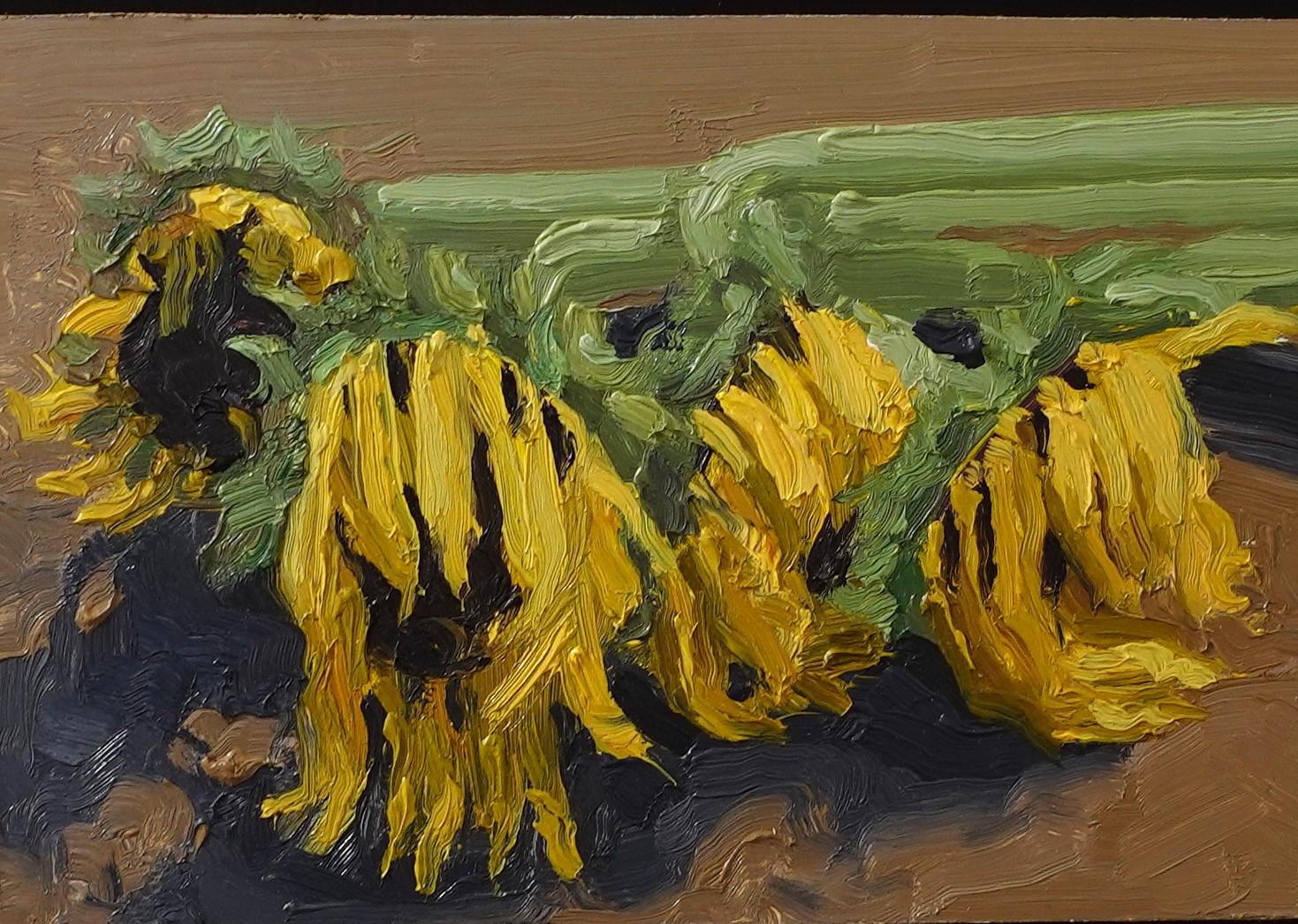 Girasoli  Natura morta floreale di un artista texano contemporaneo incorniciata 9