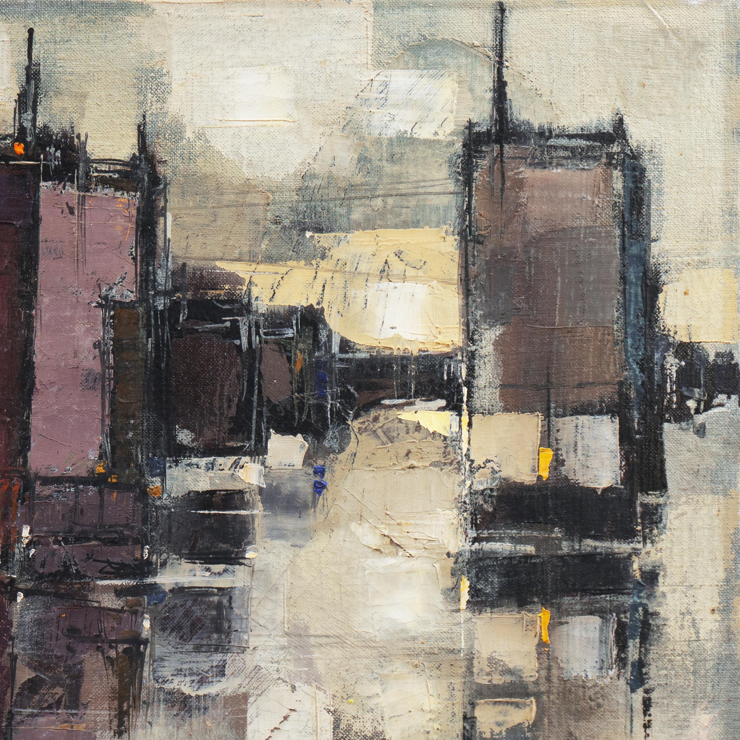 'Abstracted Cityscape', Modernist Abstract Oil, David Rockefeller Estate For Sale 1