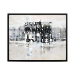 Paysage de ville suisse expressionniste abstrait gestuel moderne en noir et blanc