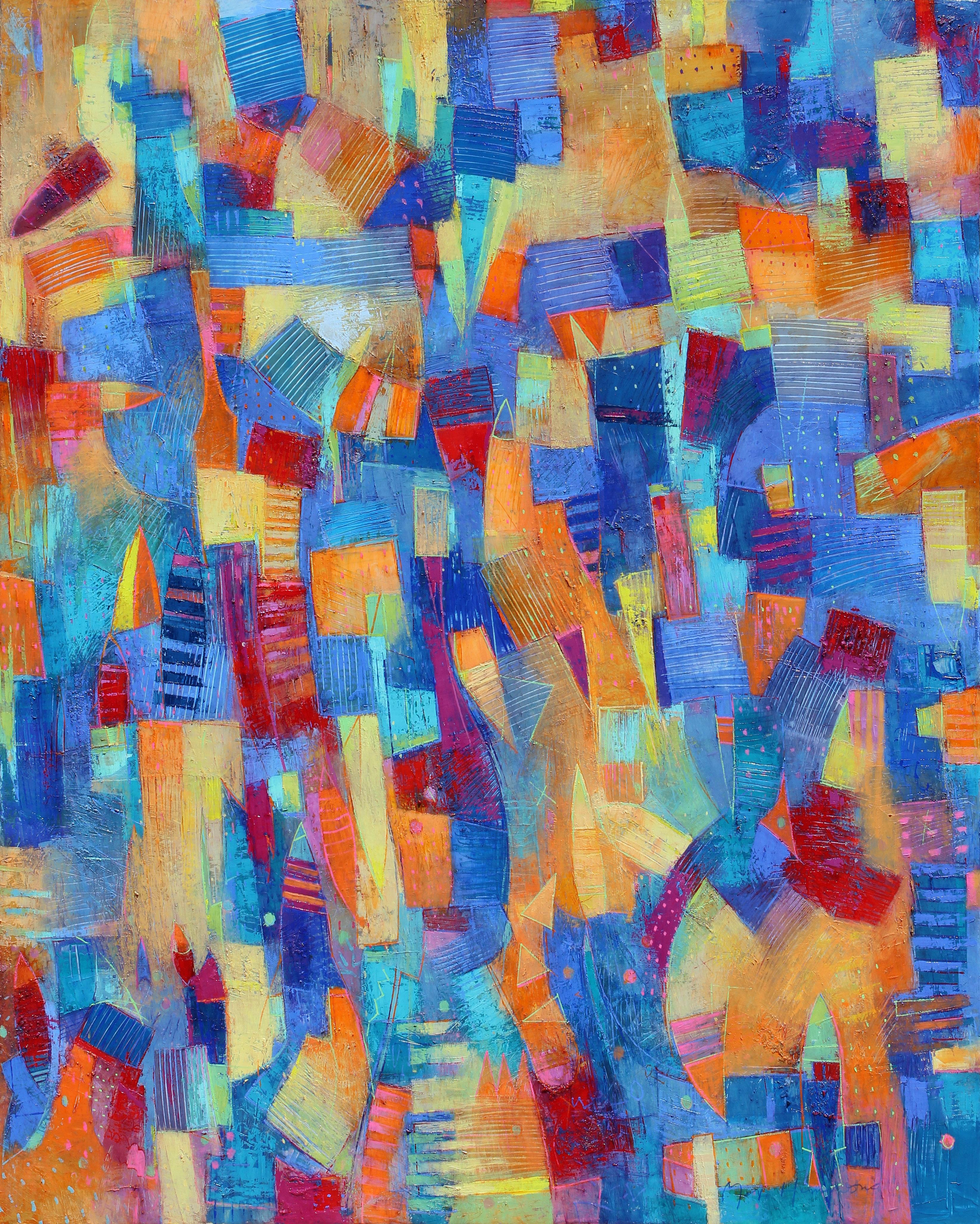 Max Hammond Abstract Painting - "One Hundred Rockets"