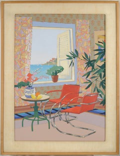 Vintage "Interior With Mies" (B) -  Interior Scene Ludwig Mies van der Rohe Chair - Oil