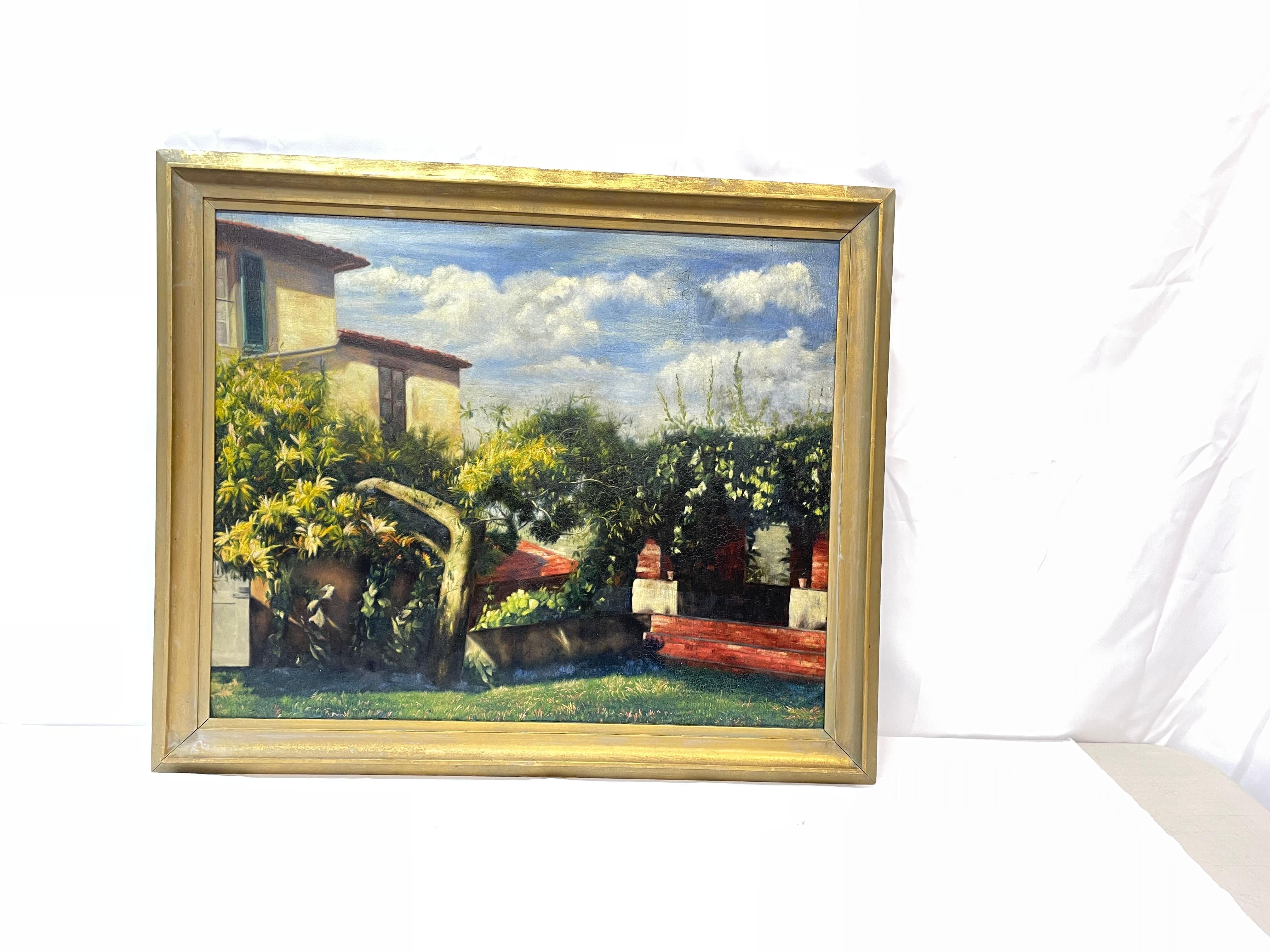 Max Heimann Landscape Painting - Country House and Garden with Trellis