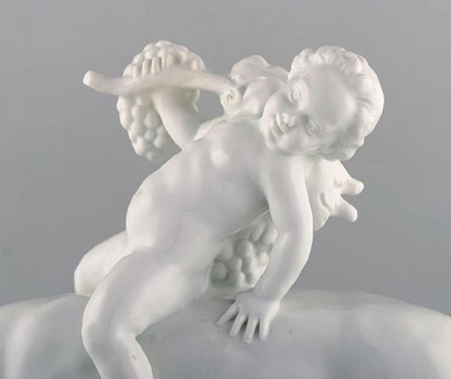 Max Hermann Fritz for Fraureuth, Germany. Large blanc de chine figurine. Bacchus on panther. Designed in 1919.
Measures: 33 x 28 cm.
In very good condition.
Stamped.