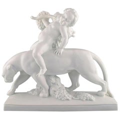 Max Hermann Fritz for Fraureuth, Germany, Blanc de Chine Figurine, Bacchus