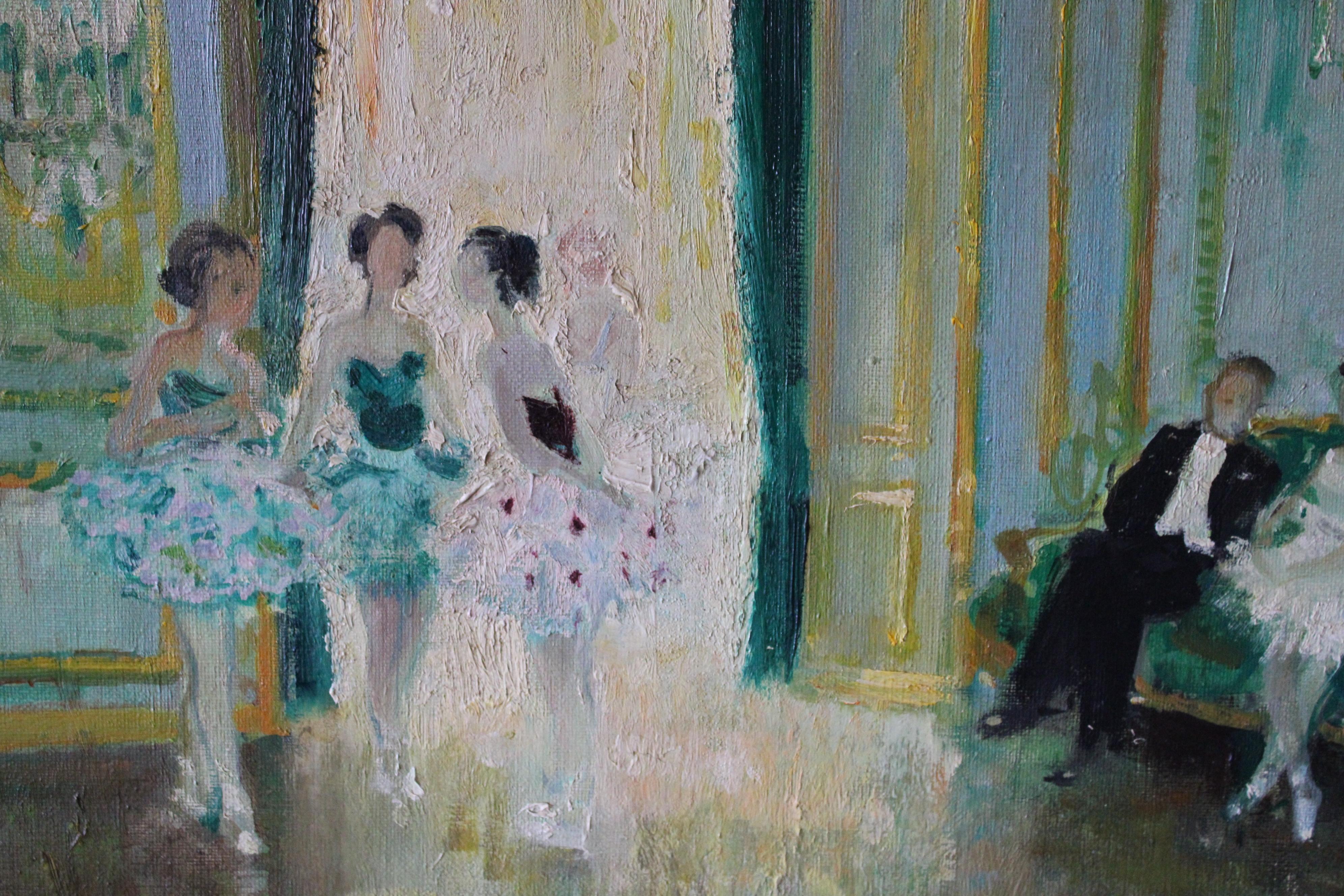 Vintage peinture à l'huile de genre post-impressionniste de danseurs par Max Herve en vente 3
