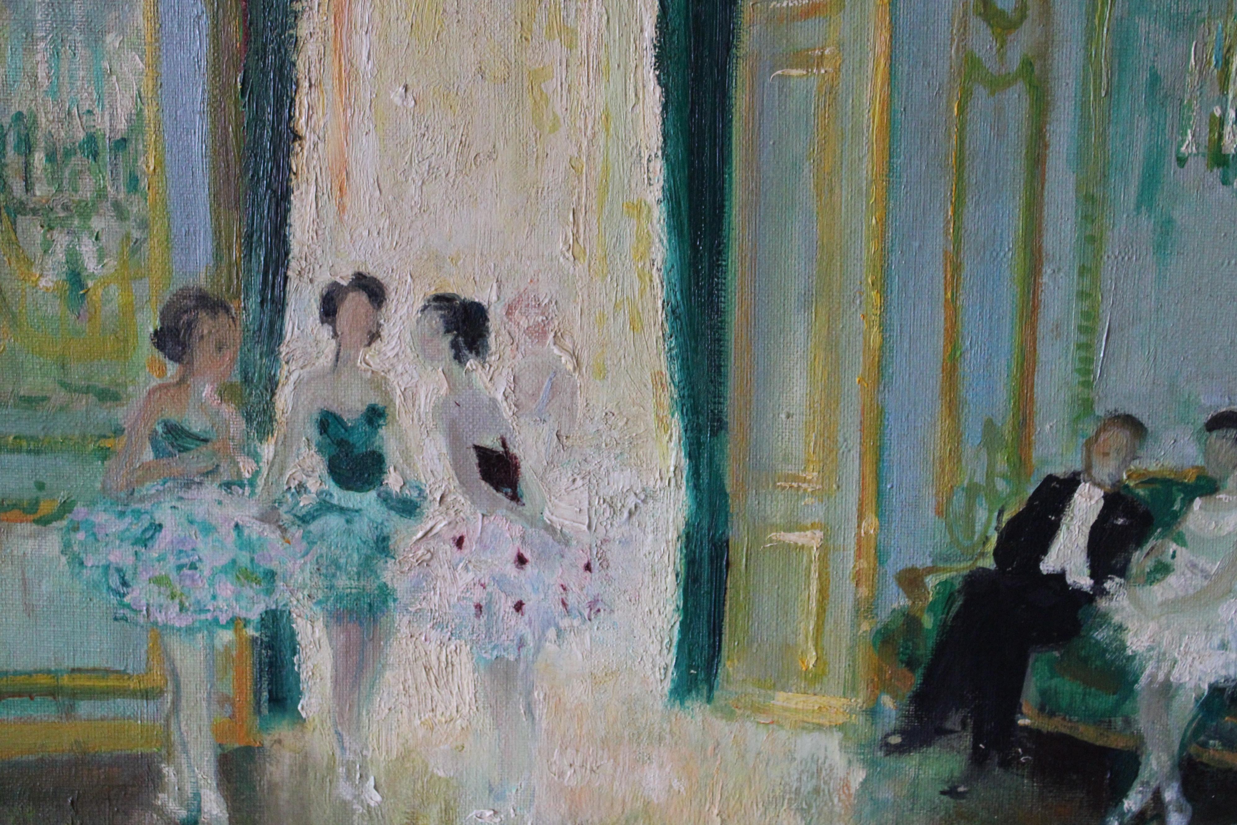 Vintage peinture à l'huile de genre post-impressionniste de danseurs par Max Herve en vente 4