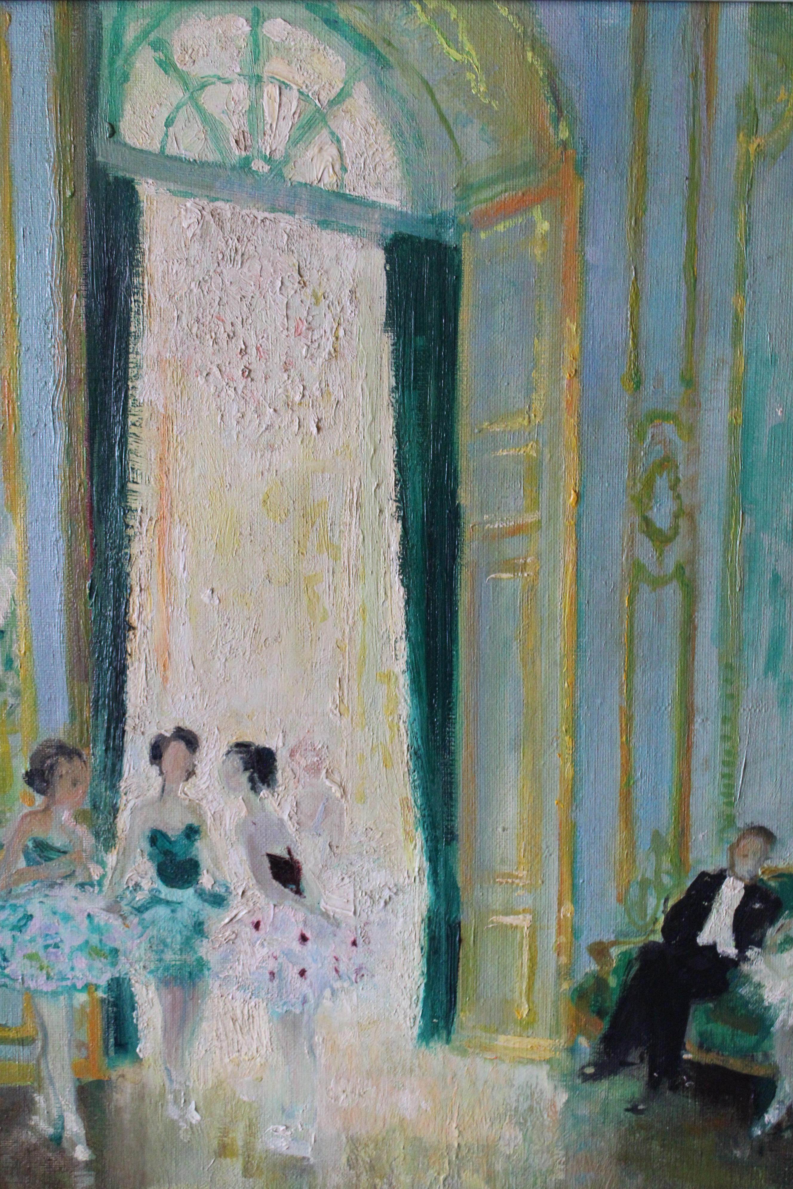 Vintage peinture à l'huile de genre post-impressionniste de danseurs par Max Herve en vente 5