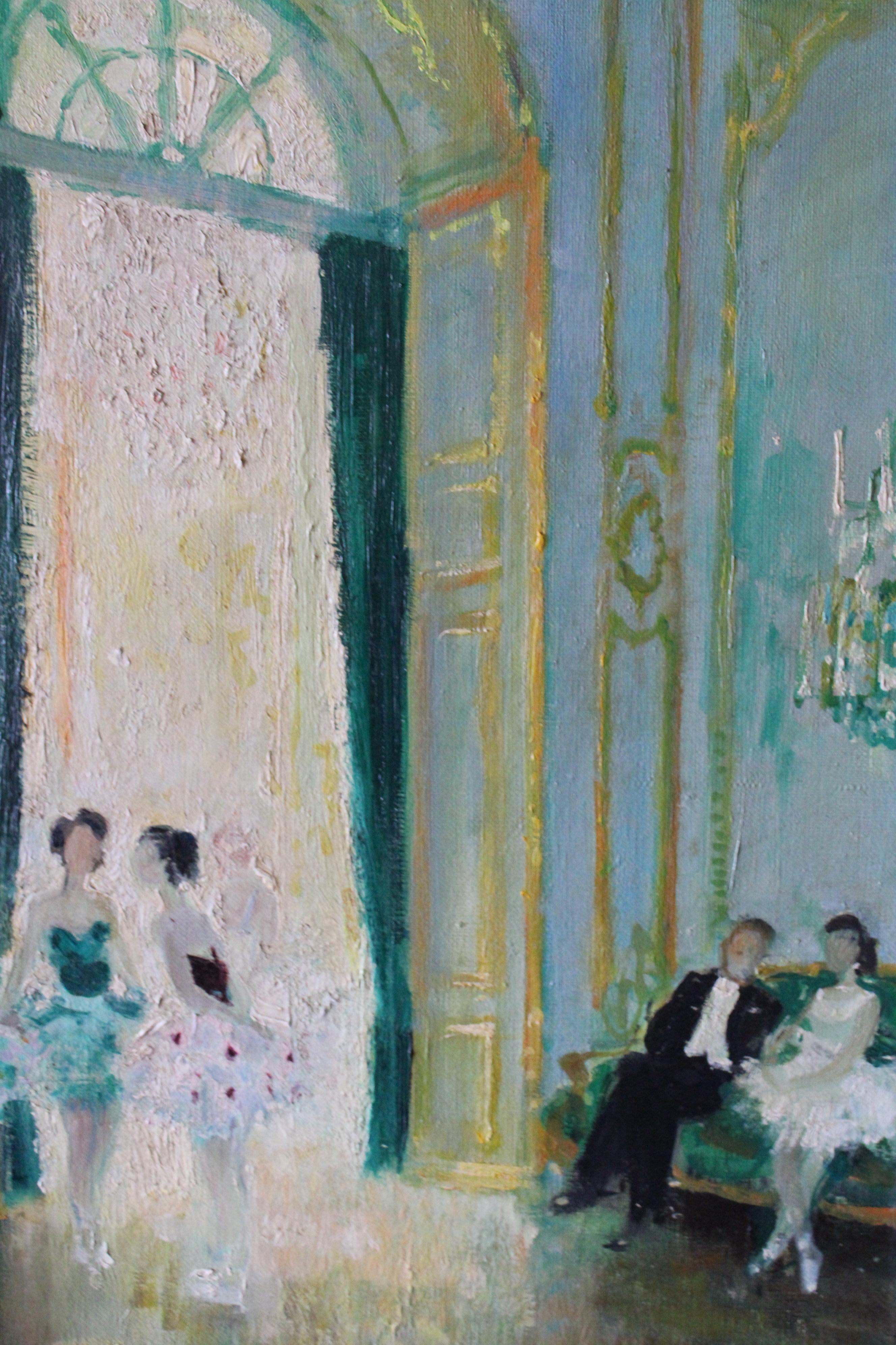 Vintage peinture à l'huile de genre post-impressionniste de danseurs par Max Herve en vente 6