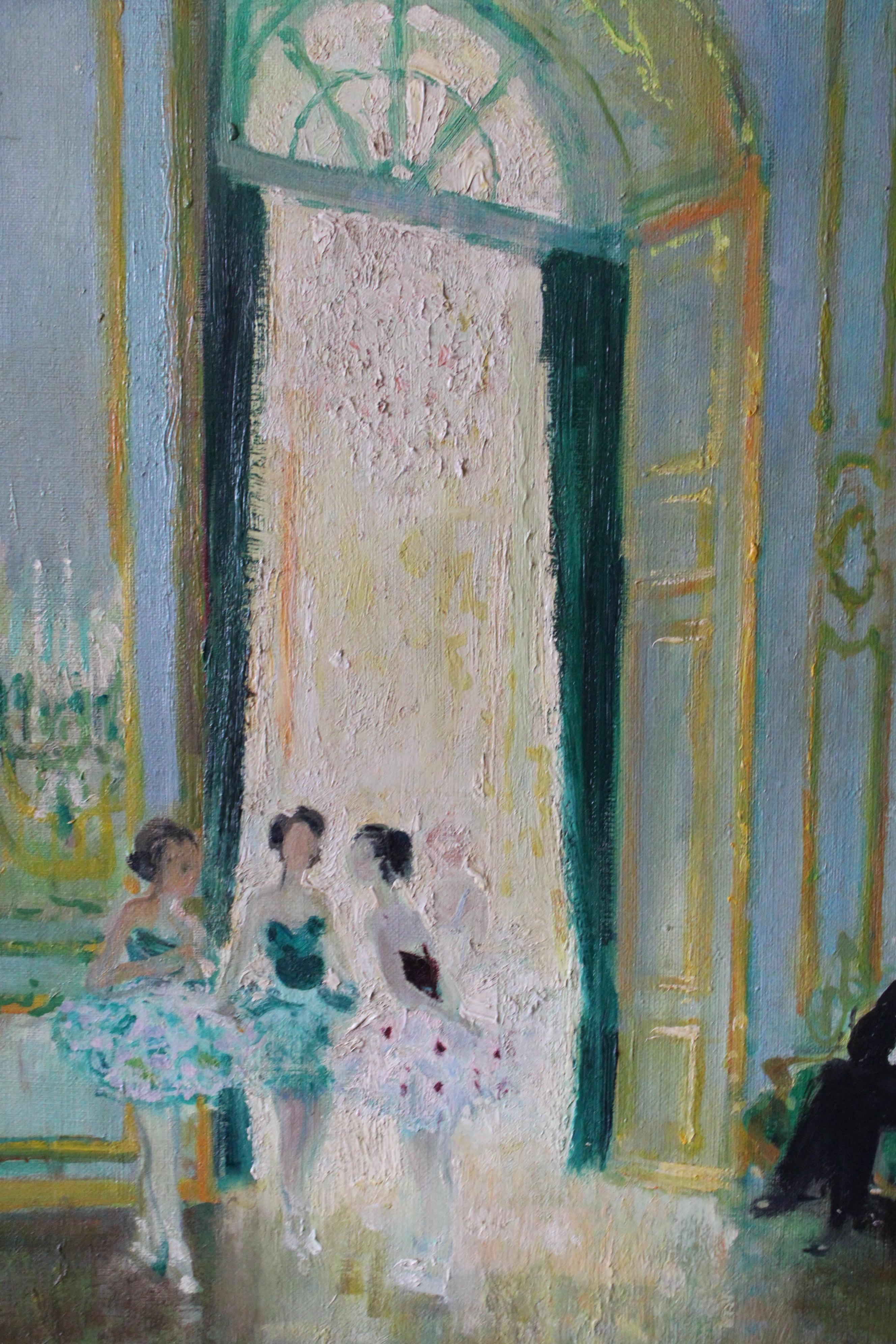 Vintage peinture à l'huile de genre post-impressionniste de danseurs par Max Herve en vente 7