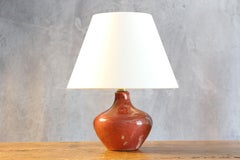 Max Idlas Red Ceramic Table Lamp, Ruelland Style French Mid-Century c.1960