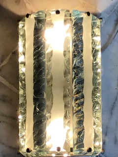 Max Ingrand 1964 Metal Crome Chiselled Glass, Italy