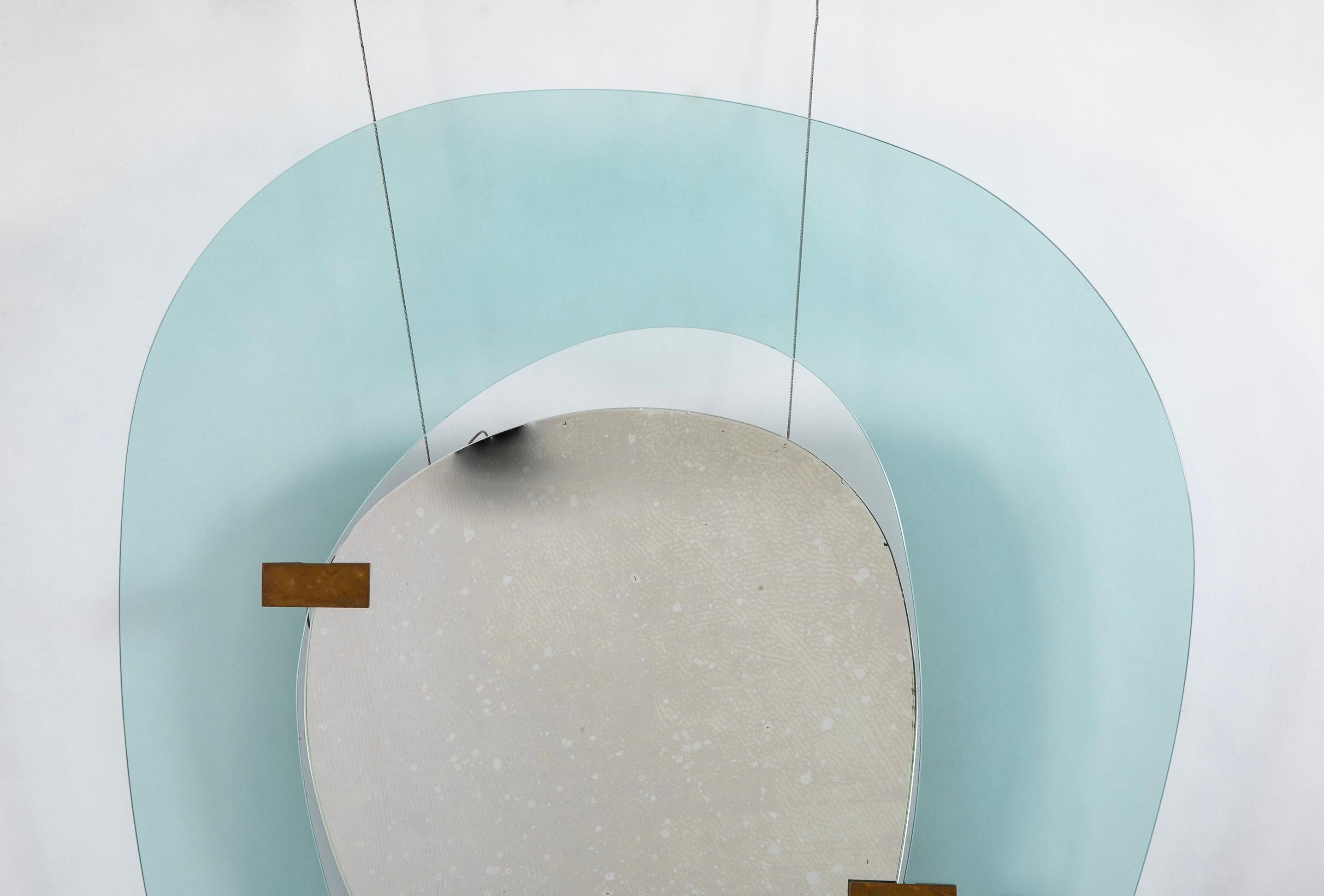 Max Ingrand Asymmetrischer Blauglas-Spiegel (Italienisch) im Angebot