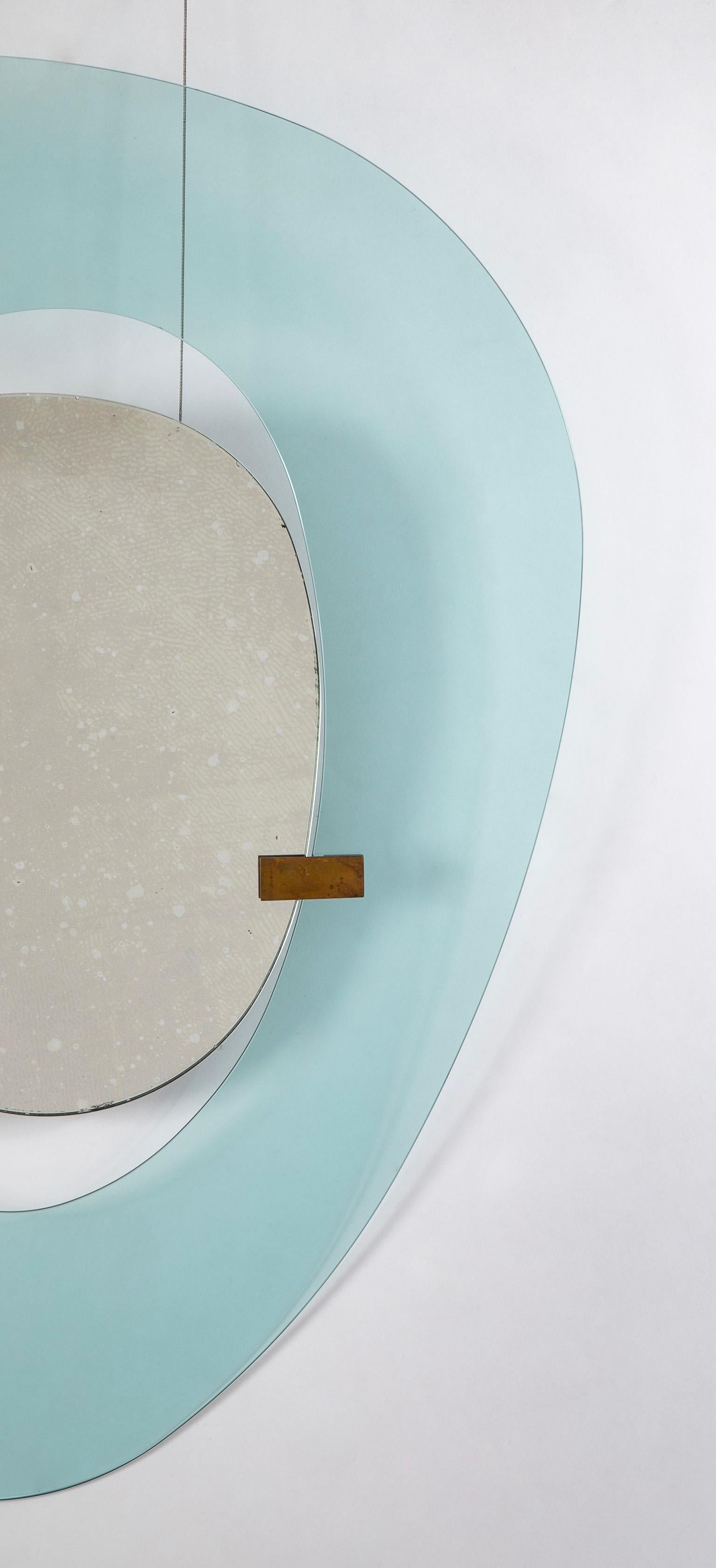 20ième siècle Miroir en verre bleu asymétrique Max Ingrand en vente