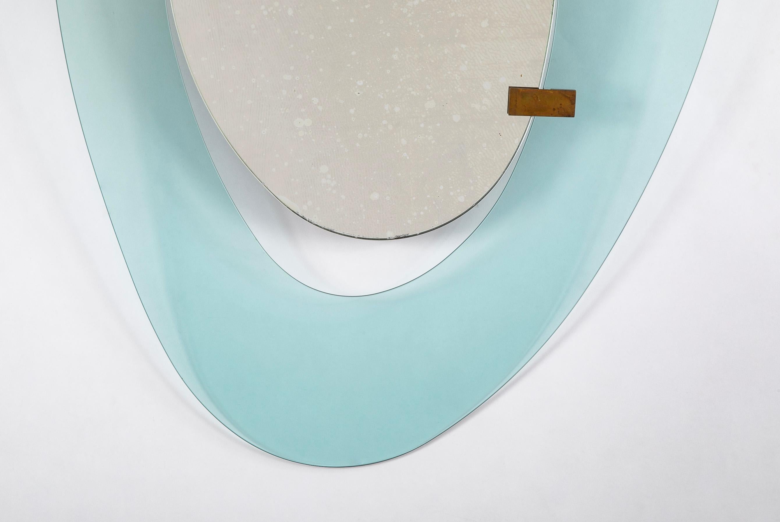 Max Ingrand Asymmetrischer Blauglas-Spiegel (Glas) im Angebot