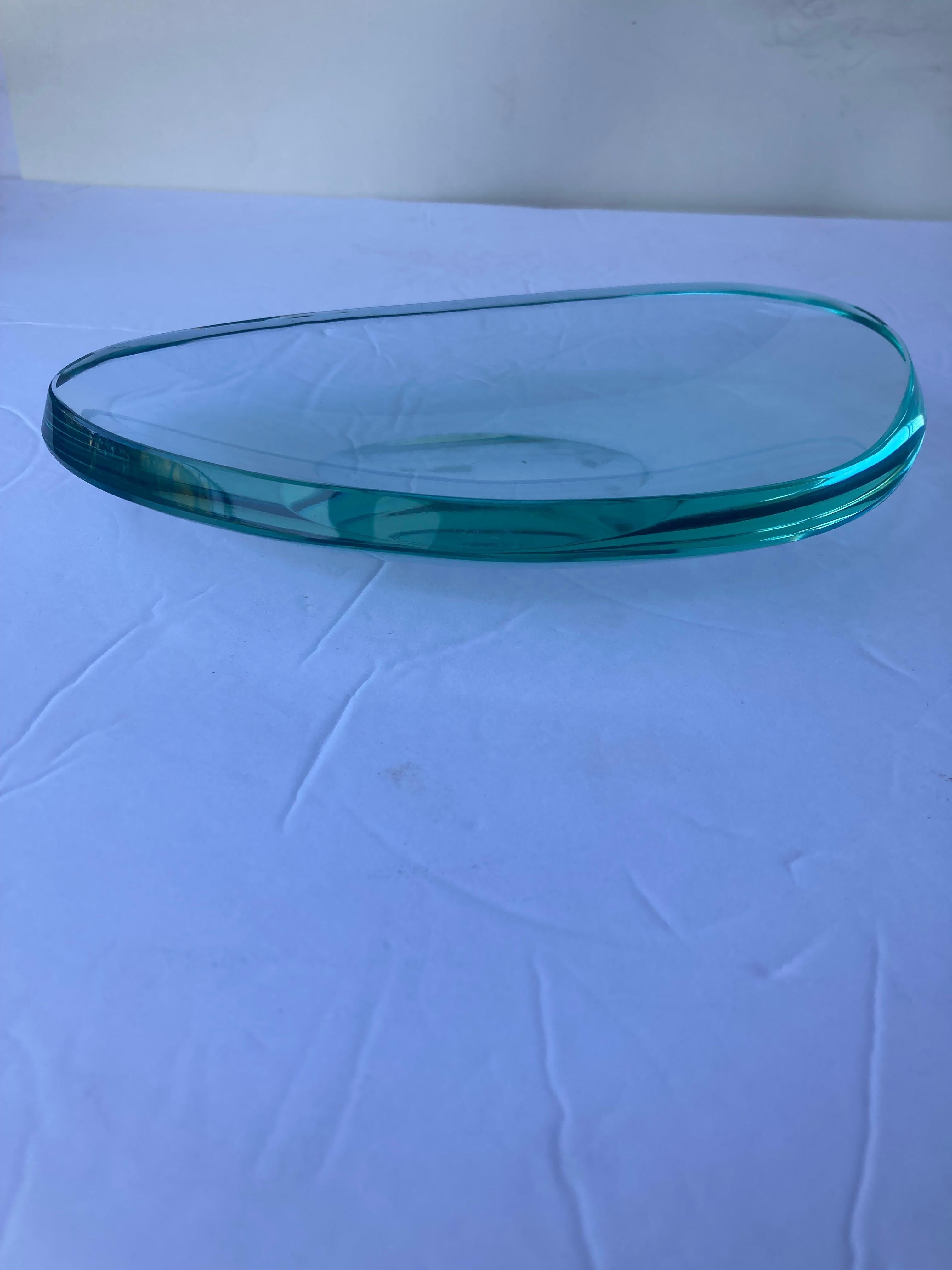 Hand-Crafted Max Ingrand, Attb Glass Bowl/Dish/ Vide Poche, Freeform by Fontana Arte, Fx Mark For Sale