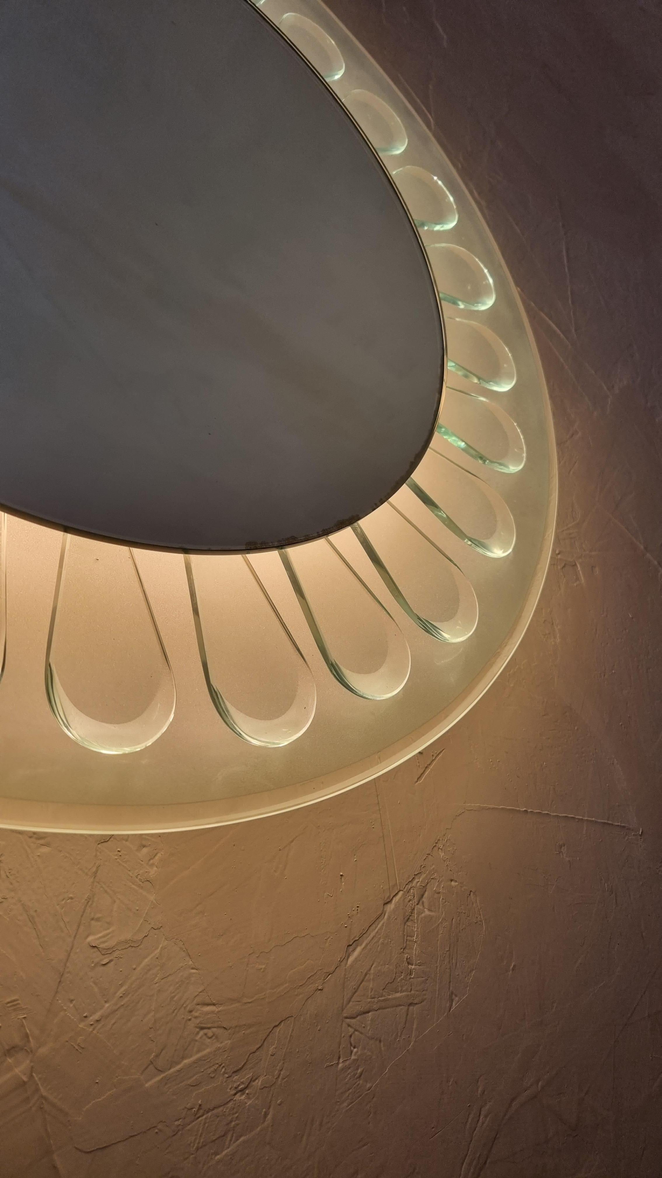 Espejo retroiluminado y estantería de Max Ingrand para Fontana Arte, 1964 Vidrio cortado en venta