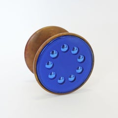 Max Ingrand Tirador de puerta de cristal azul y latón para Fontana Arte, Italia, años 50