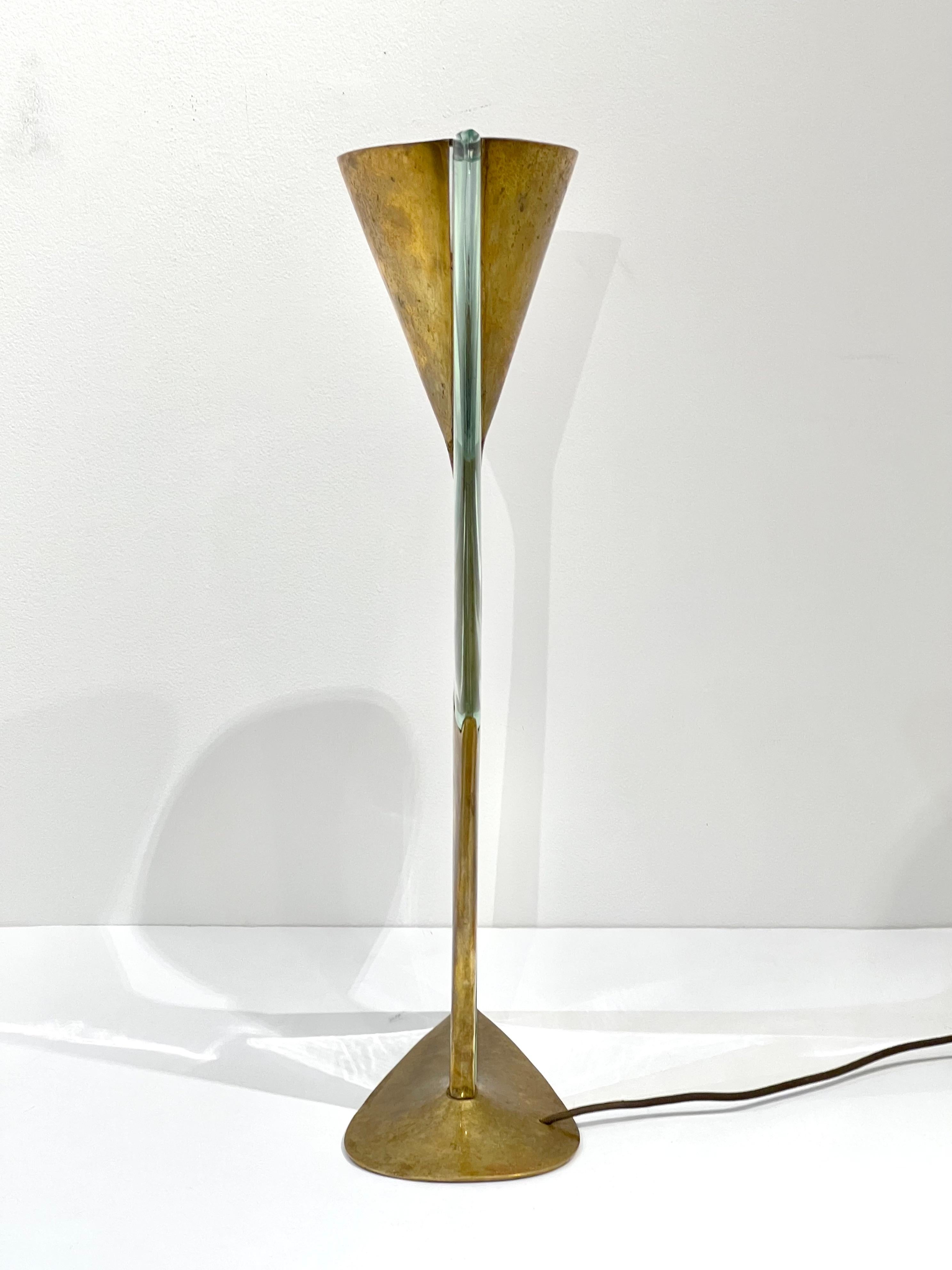Max Ingrand Brass and Glass Lamp For Sale 6