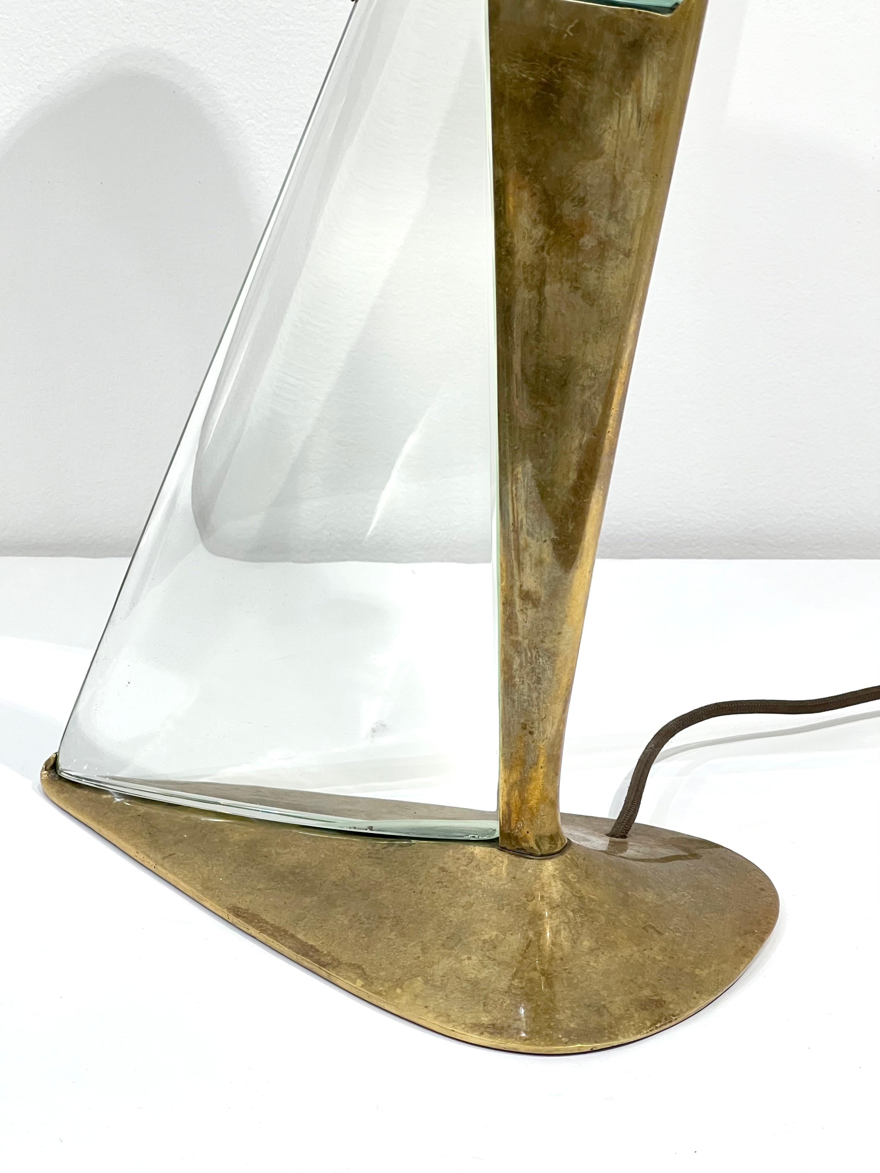 Mid-Century Modern Max Ingrand Brass and Glass Lamp For Sale