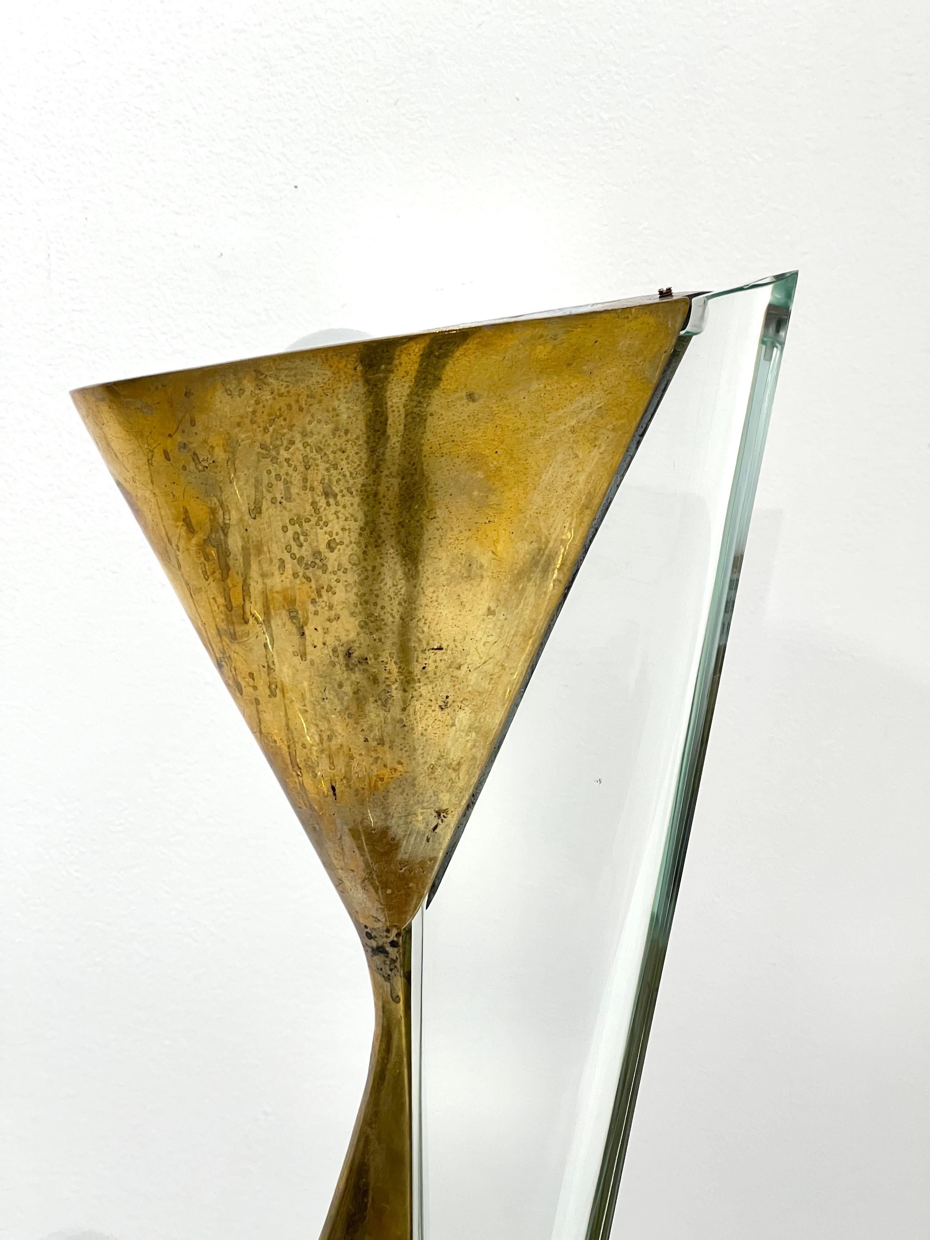 Max Ingrand Brass and Glass Lamp In Good Condition For Sale In New York, NY