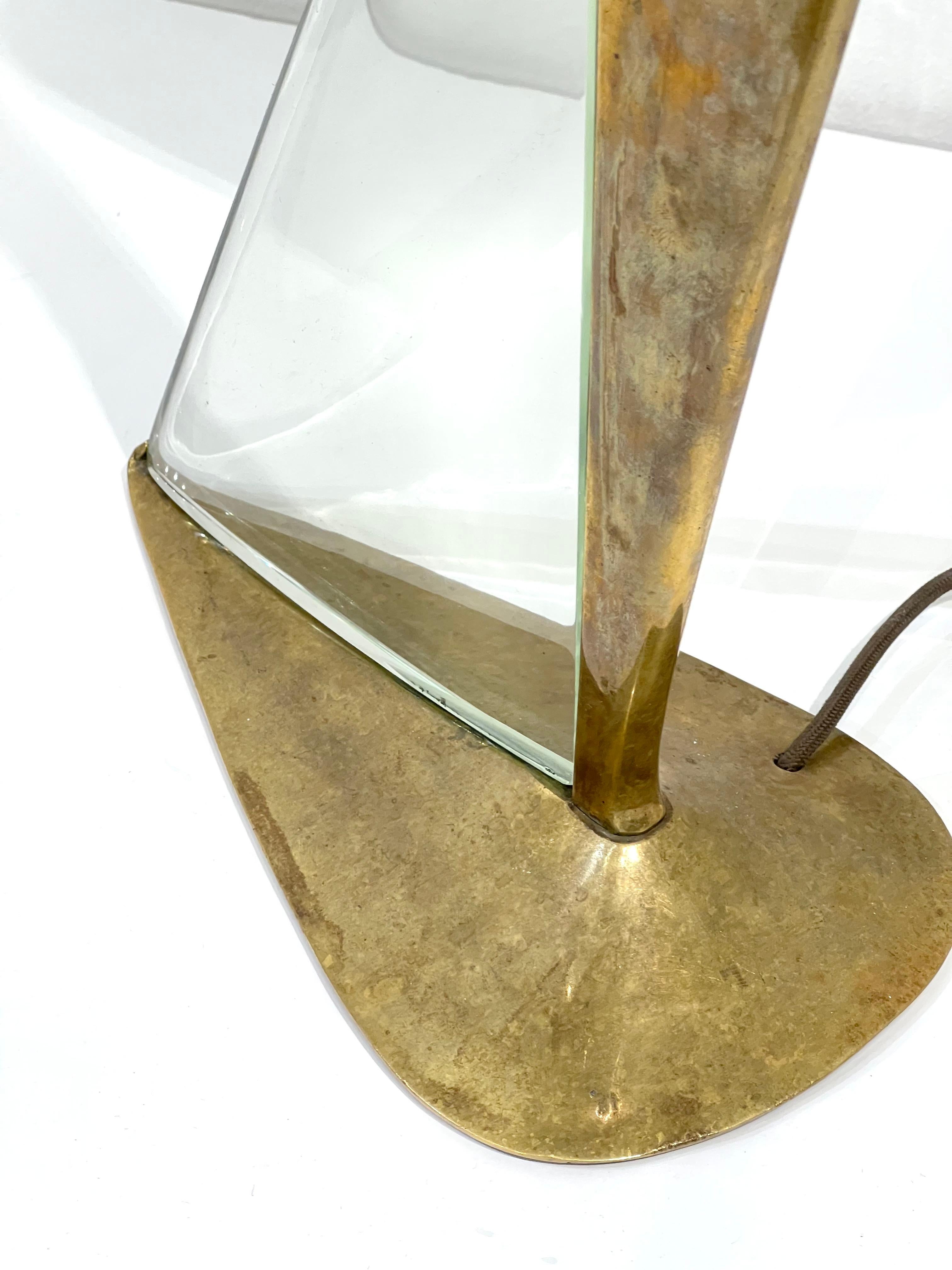 Mid-20th Century Max Ingrand Brass and Glass Lamp For Sale