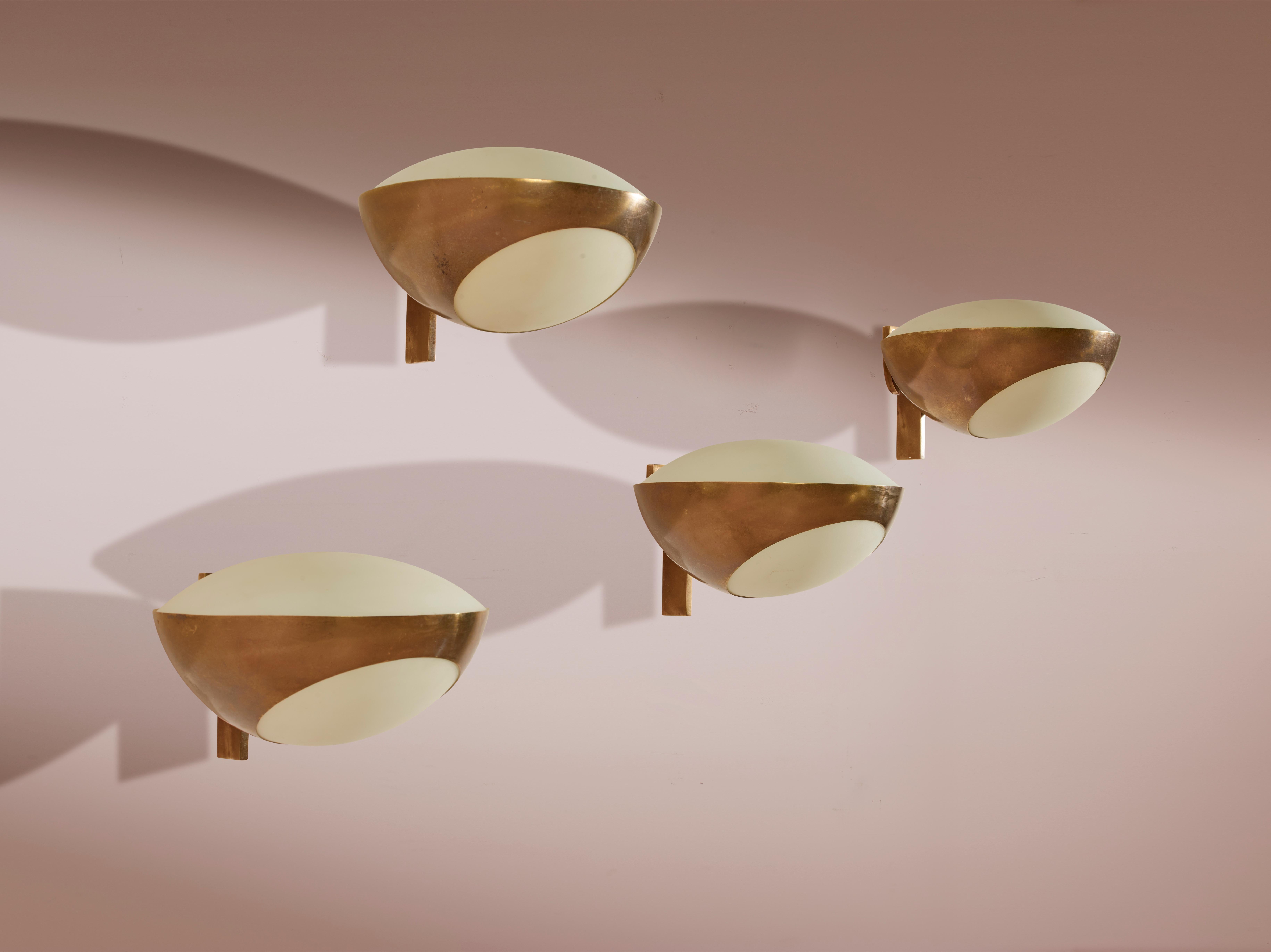 Metà XX secolo Applique in ottone e vetro Max Ingrand Modello 1963 di Fontana Arte, Italia, anni '60