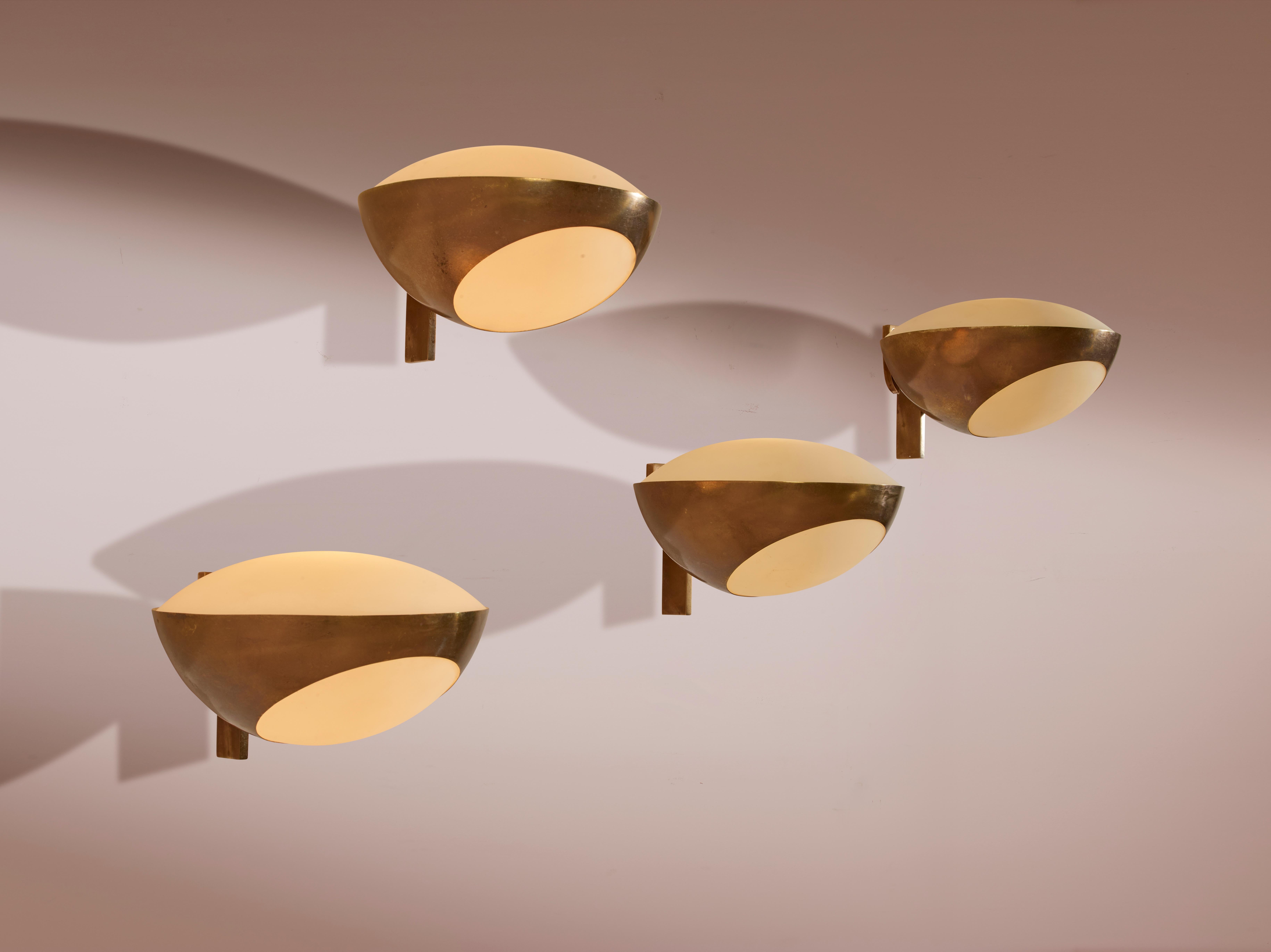 Ottone Applique in ottone e vetro Max Ingrand Modello 1963 di Fontana Arte, Italia, anni '60