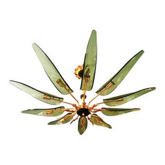 Max Ingrand by Fontana Arte Attr "Dahlia" Chandelier 10 leaves , italie 1960