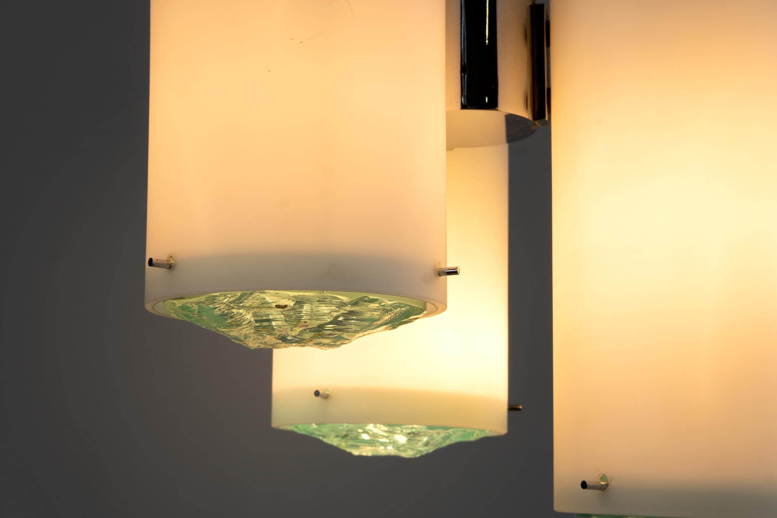 Max Ingrand Ceiling Lamp in Glass and Metal by Fontana Arte, 1960 circa In Good Condition In Milan, IT