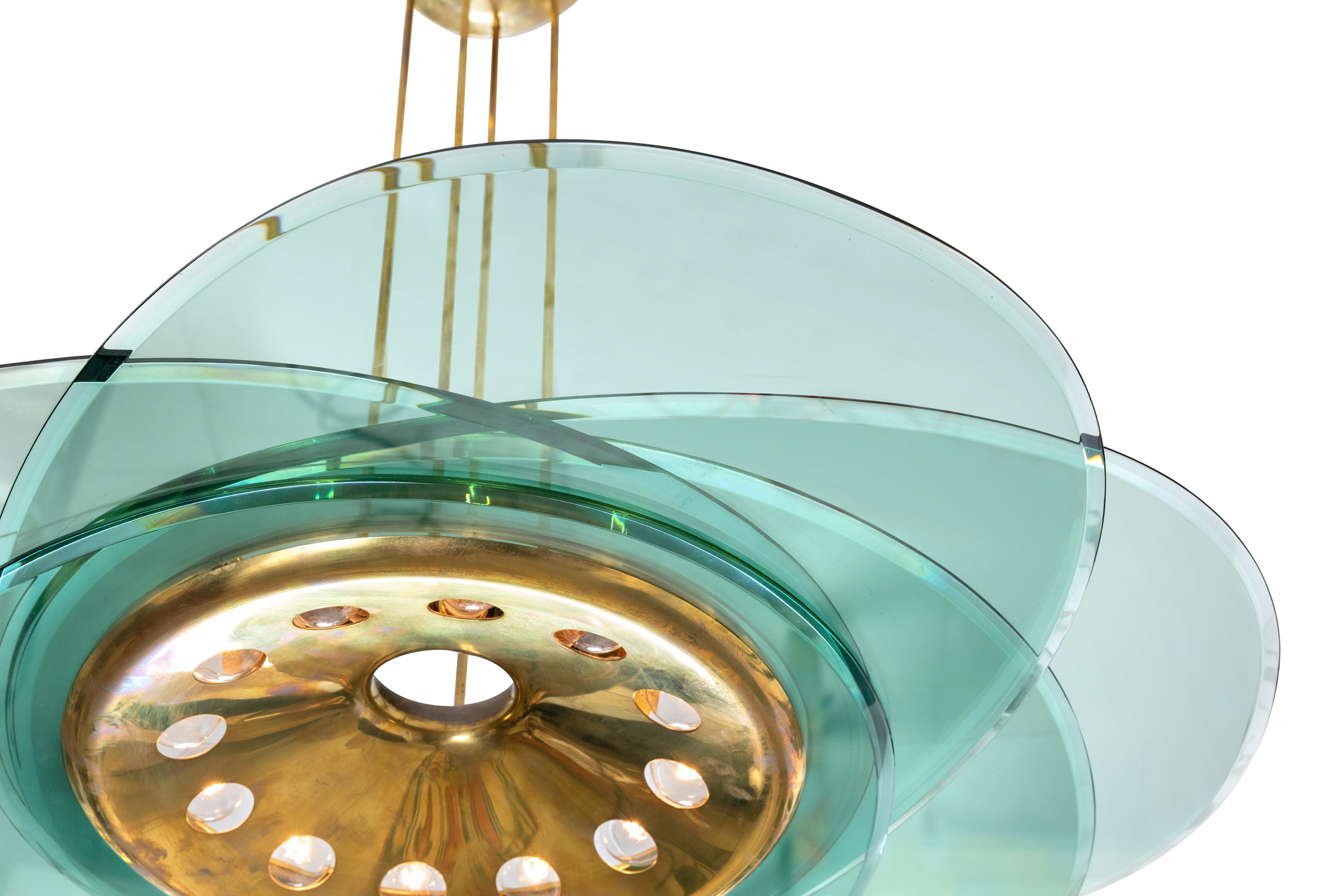 Milieu du XXe siècle Max Ingrand Chandelier for Fontana Arte, Italy, 1950s